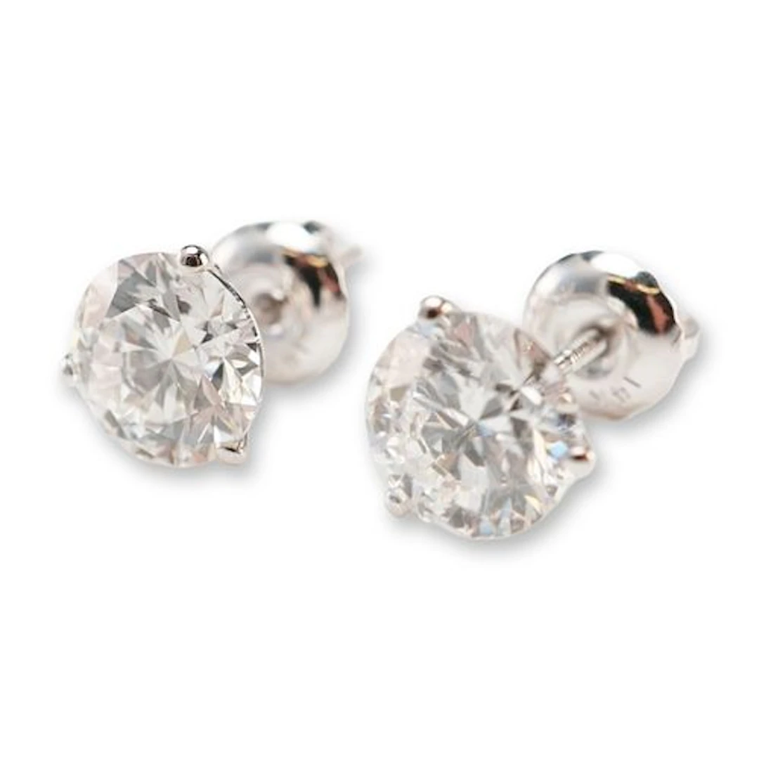 14K White Gold 2.10ctw Diamond Stud Earrings
