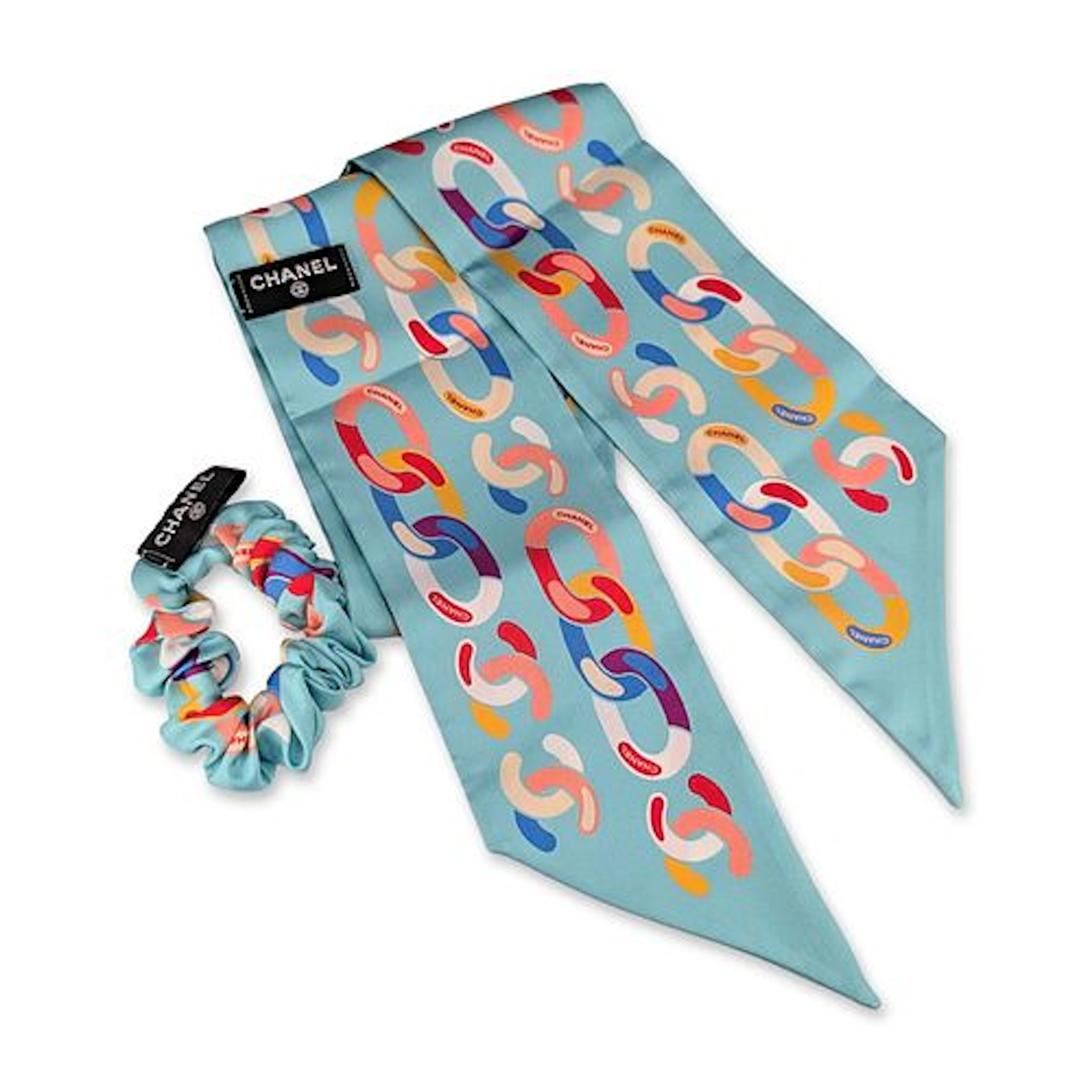 Chanel Silk Scarf and Scrunchie Set
