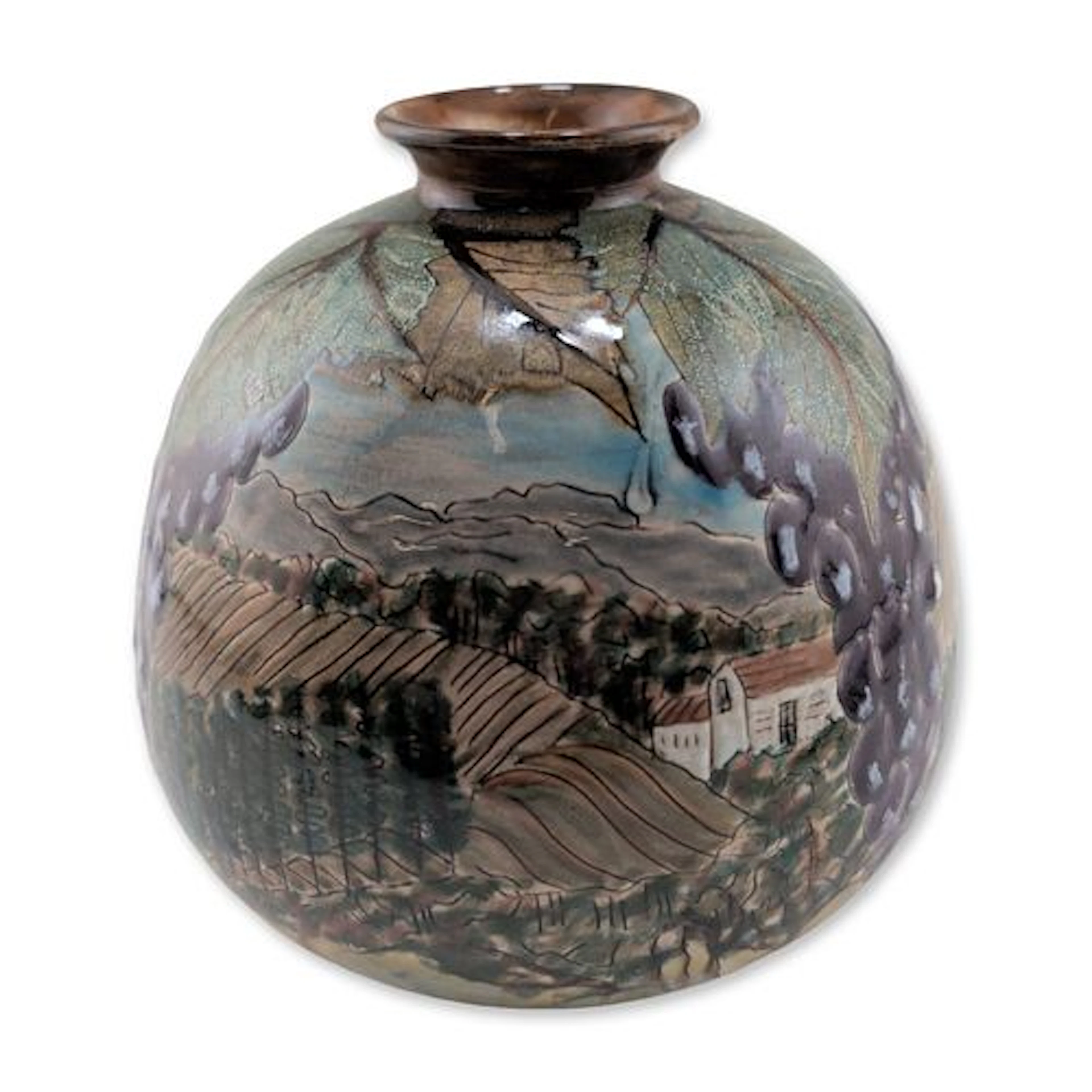 Cobridge Stoneware Wine Vineyard Motif Vase