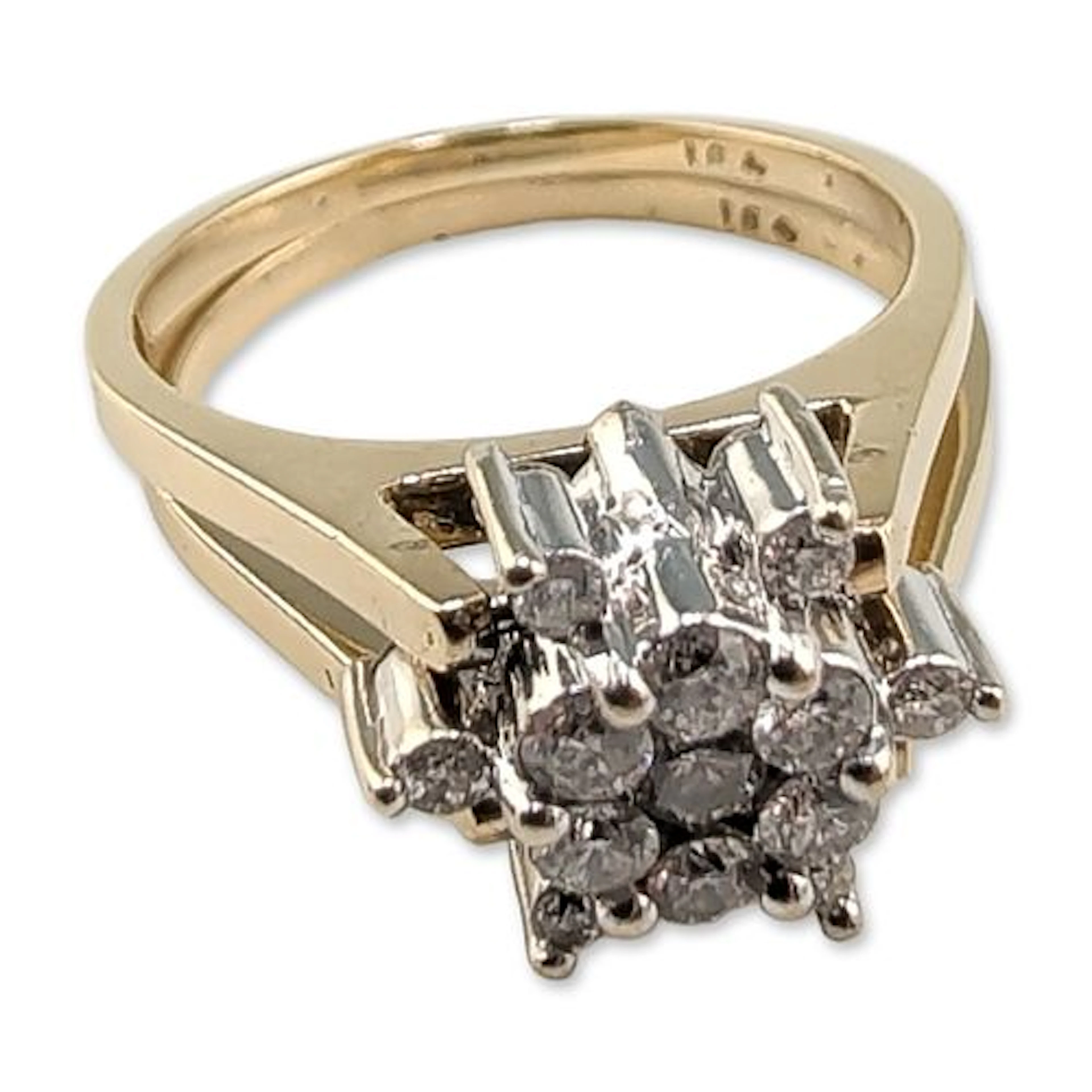 14K Yellow Gold Reversible Flip Lolite and Diamond Ring