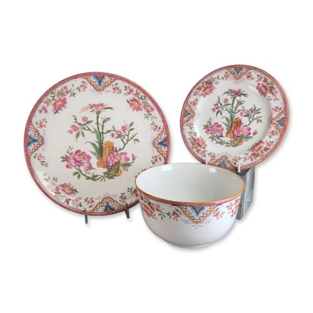 3pc Wedgwood England Chinoiserie Style Porcelain Luncheon Set