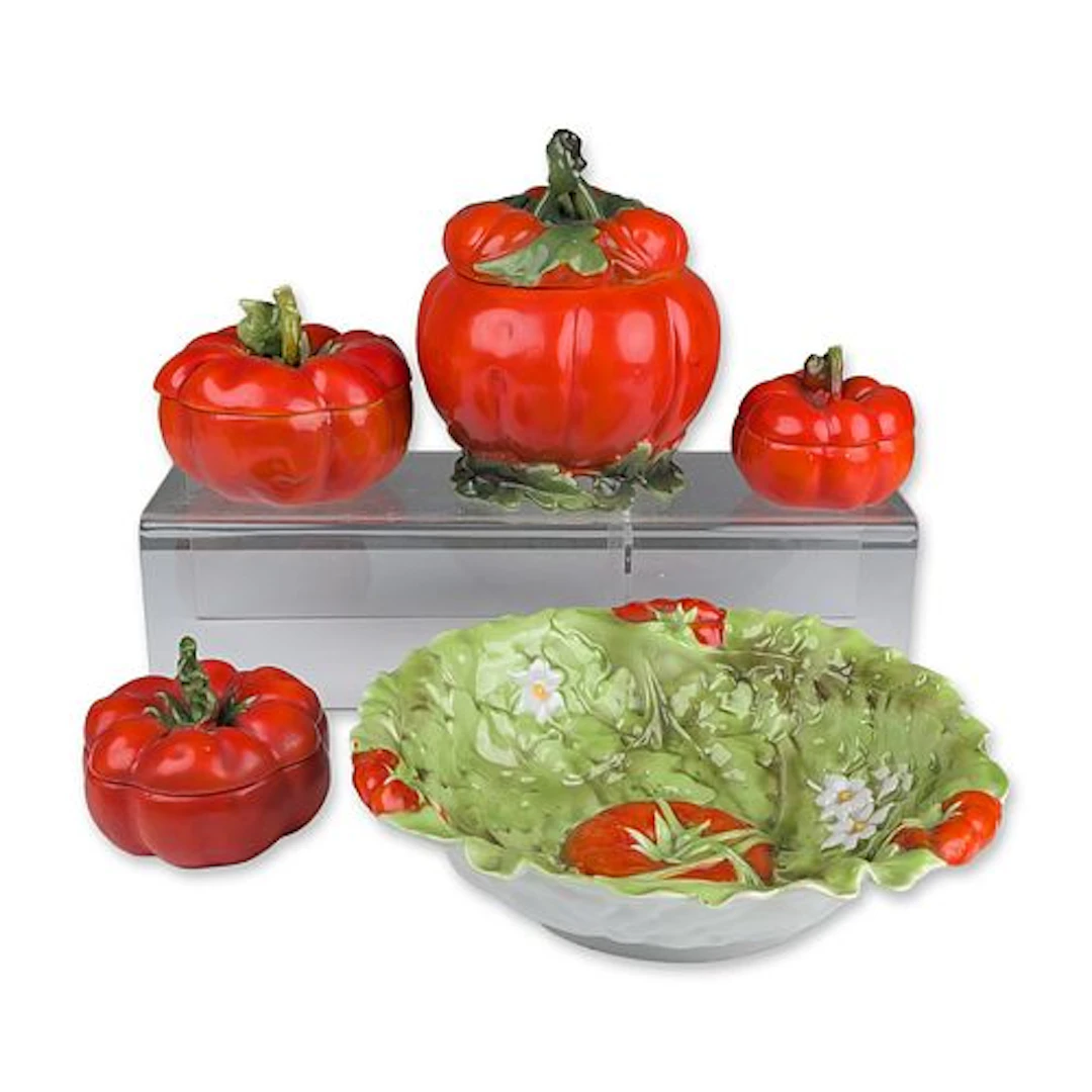 Italian Majolica Tomato Form Tableware Collection
