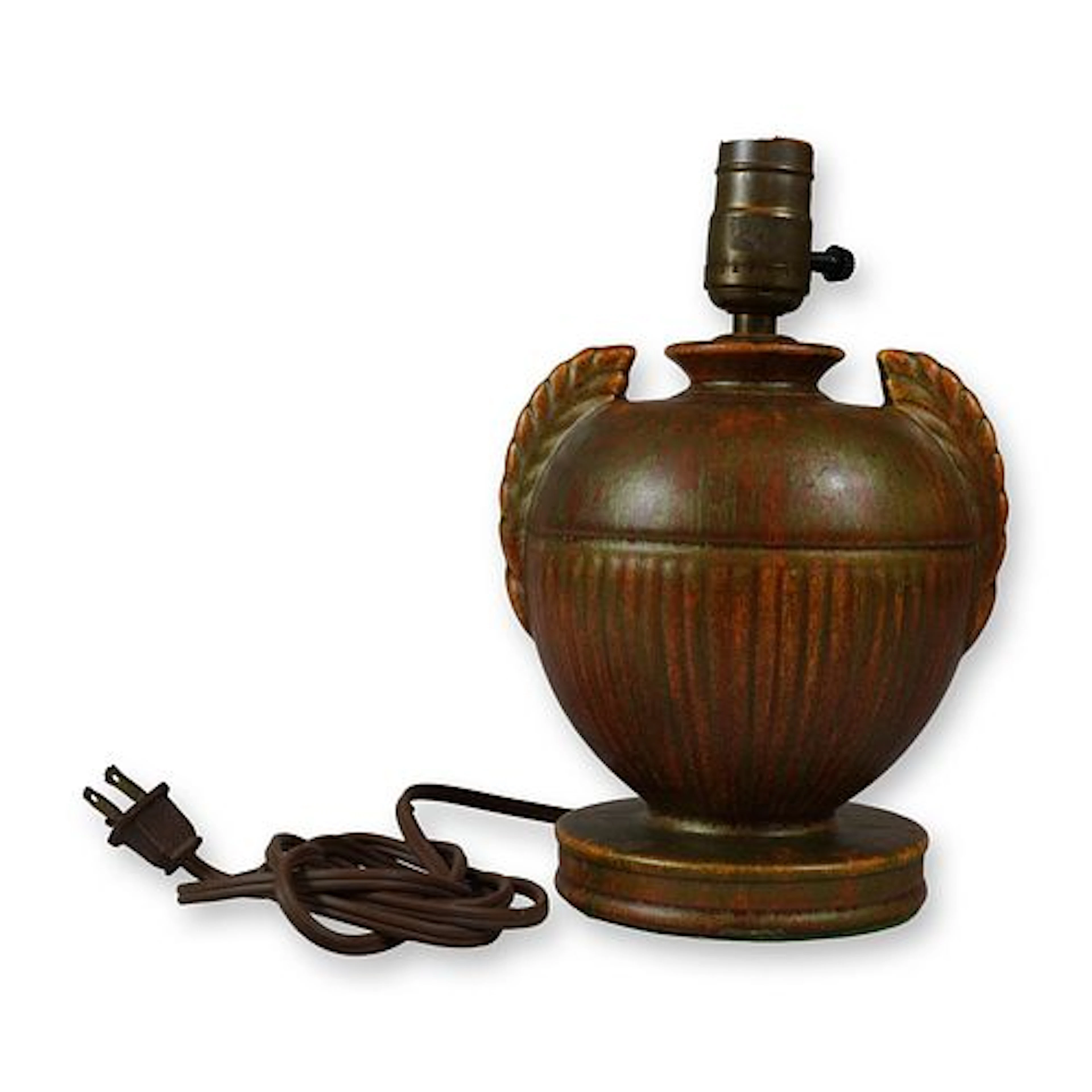 American Art Pottery Mottled Glaze Urn-Form Table Lamp Base