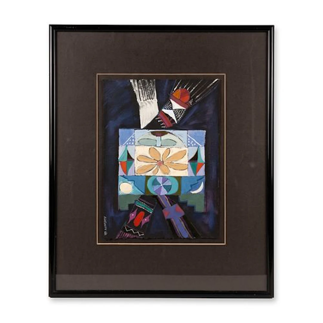 Dolona Roberts (American, b. 1936) Acrylic on Paper, Tablitas LX, Signed