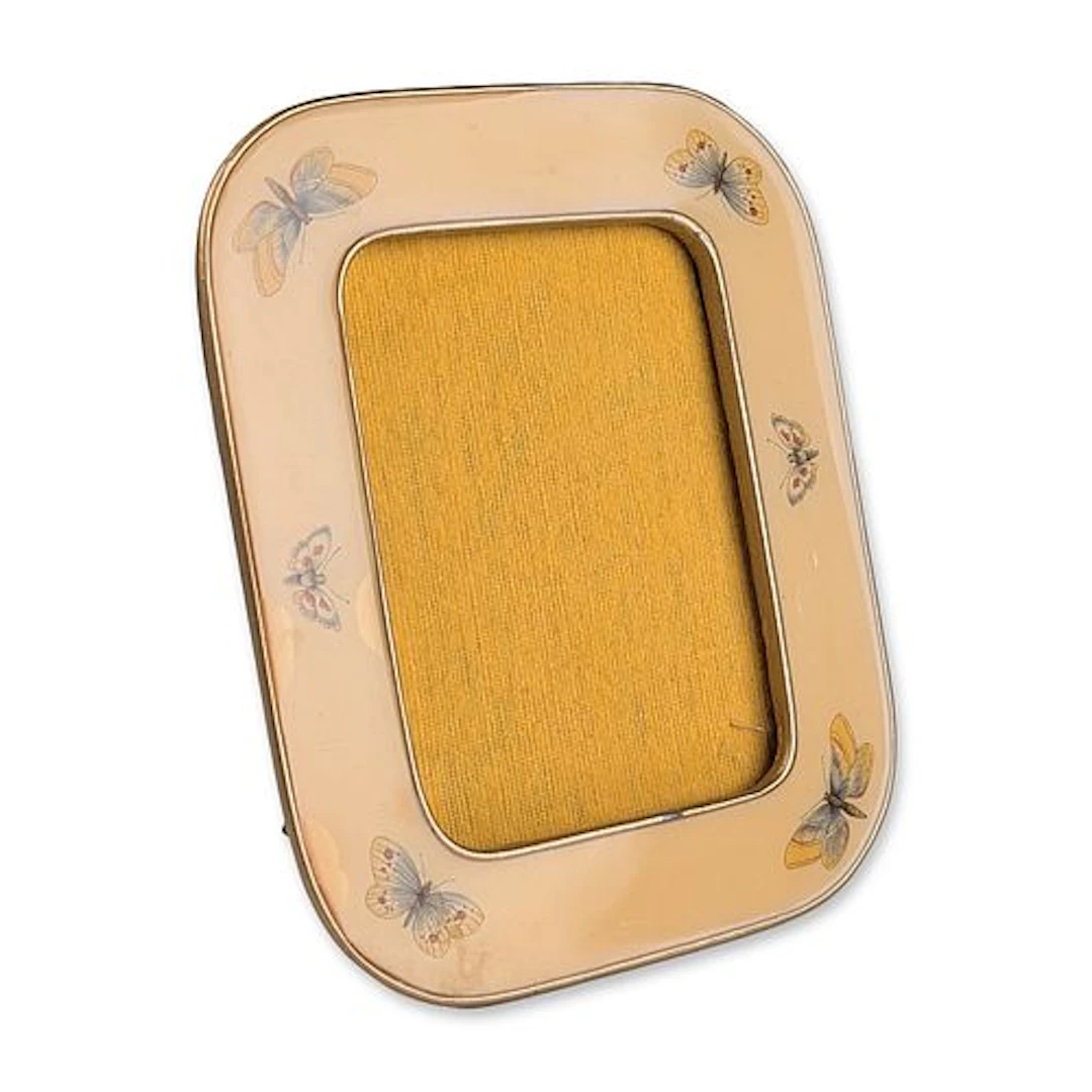 Vintage Cream Enamel Butterfly Miniature Photo Frame