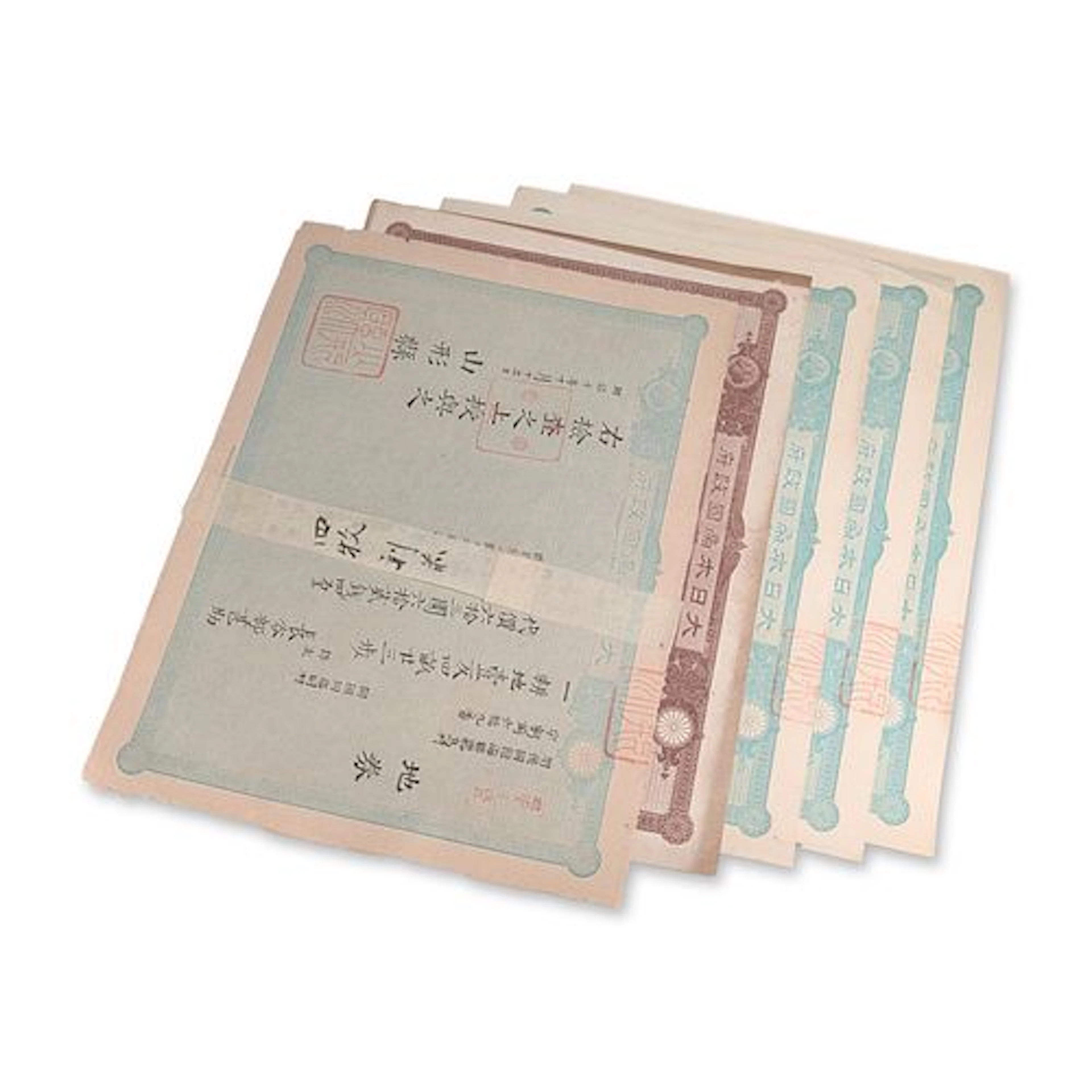 5pc Collection of Meiji Era Japanese Land Title Certificates