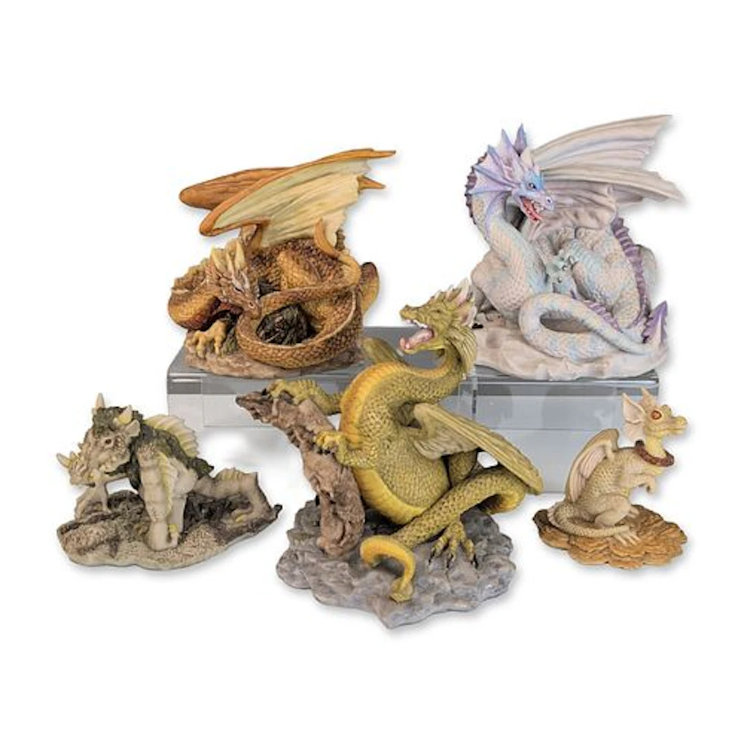 5pc Enchantica Holland Studio Craft Hand Painted Dragon Figurines