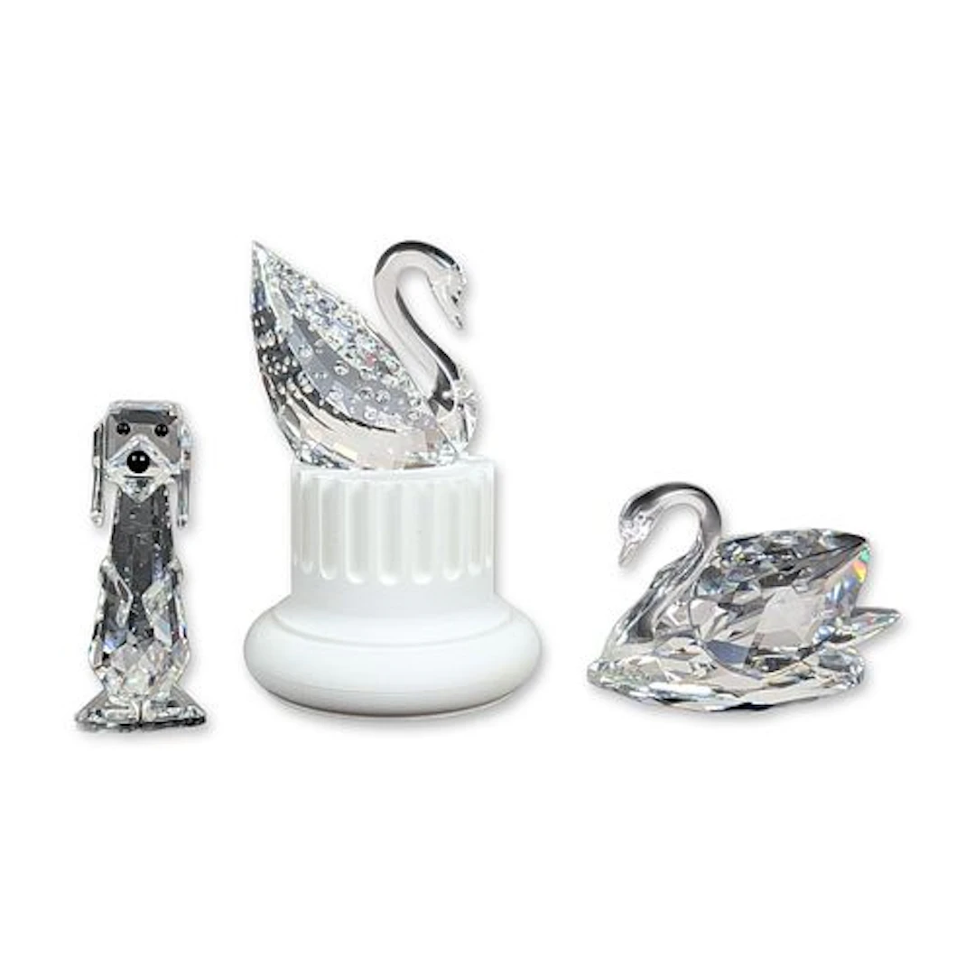 3pc Swarovski Silver Crystal Animal Figurines