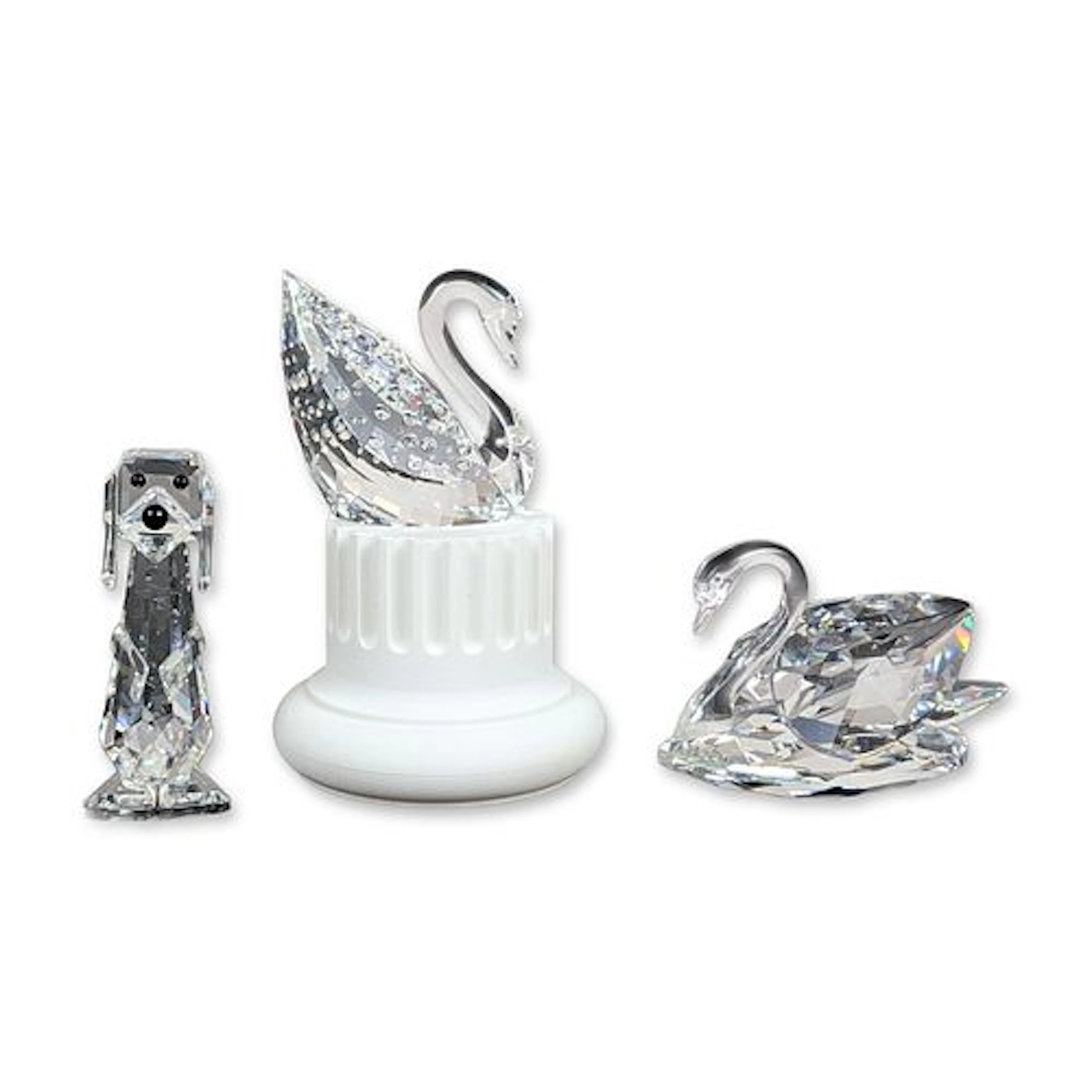 3pc Swarovski Silver Crystal Animal Figurines