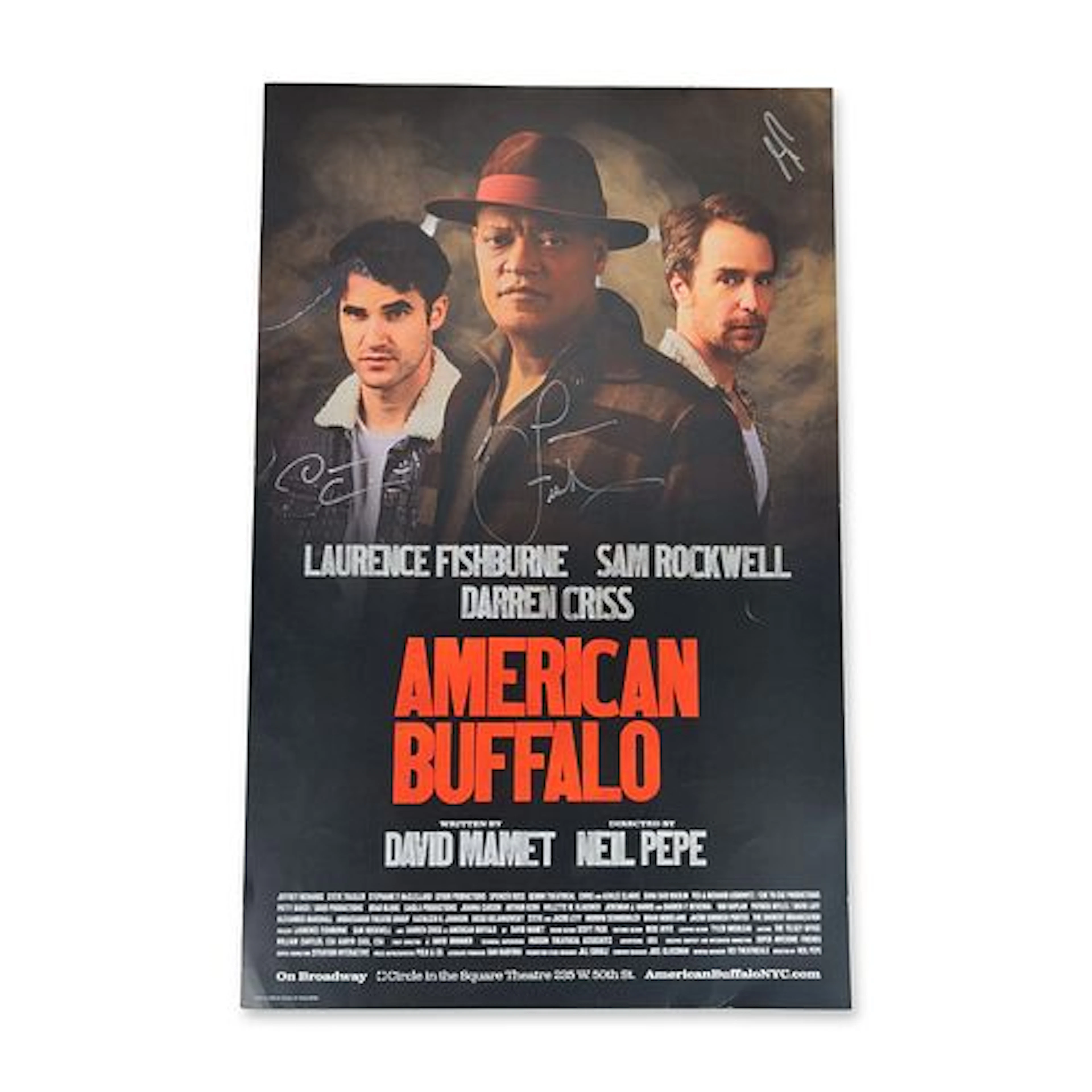 Signed American Buffalo Broadway Cast Window Card