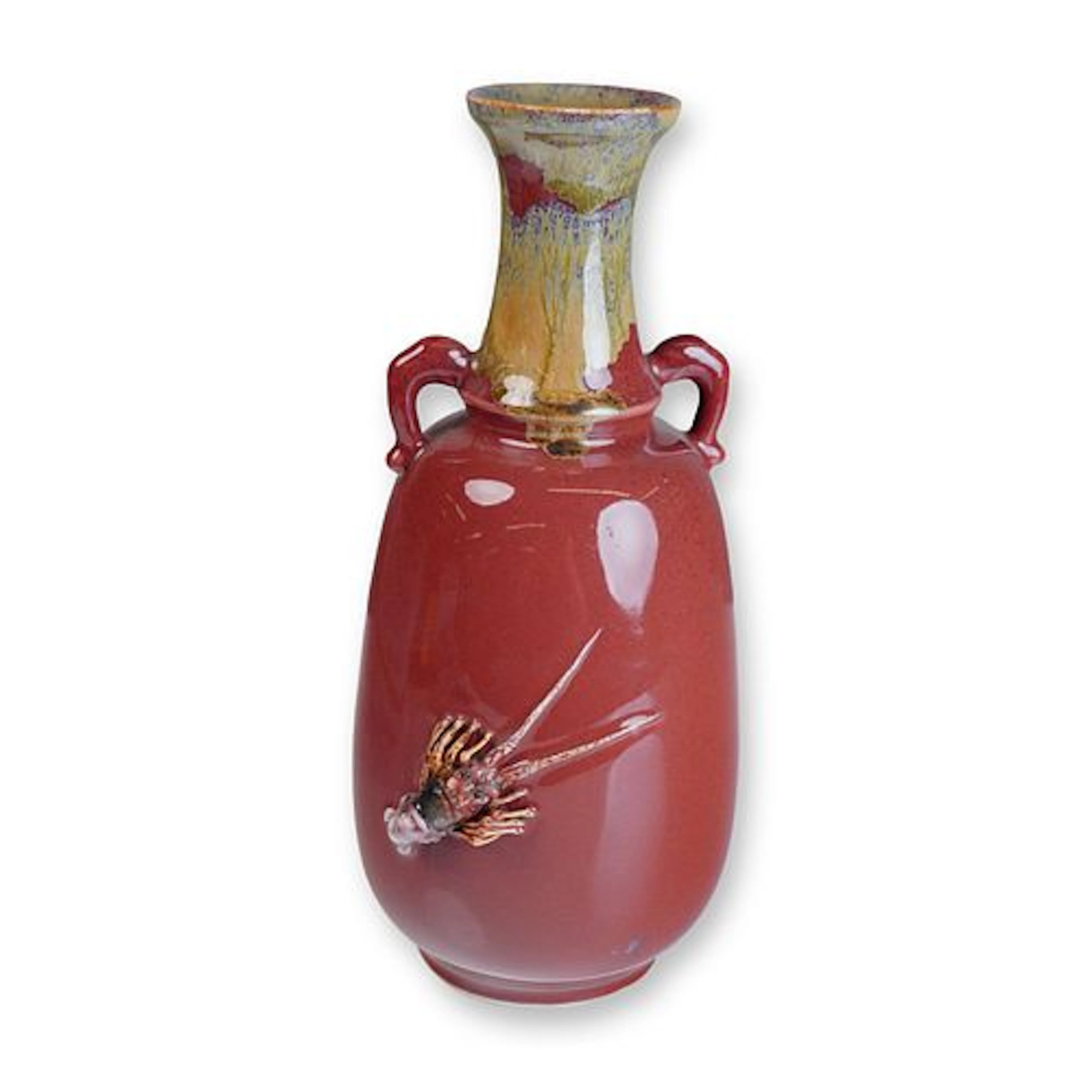 Japanese Studio Crawfish Flambe Glaze Vase