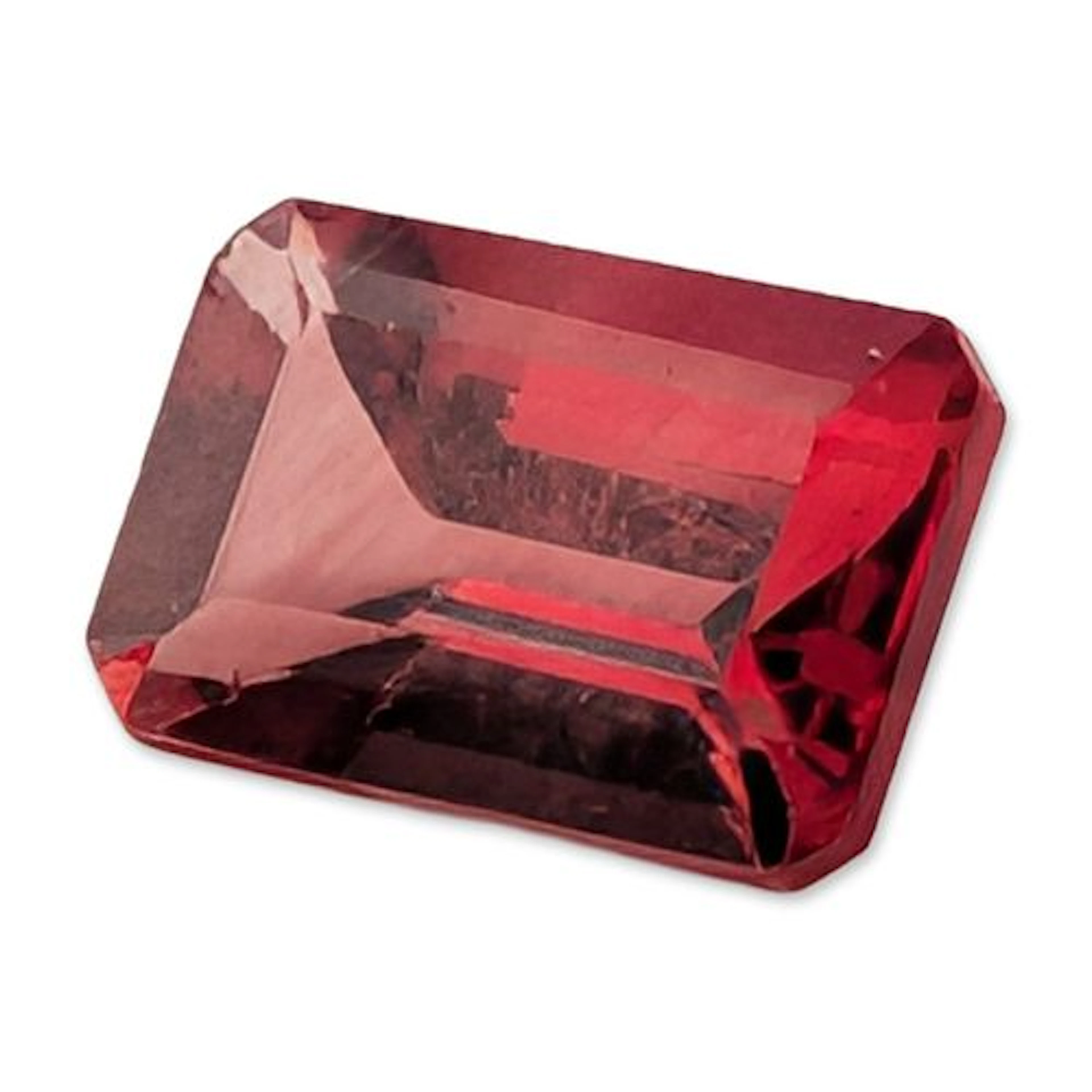 Emerald Cut Reddish Pink Loose Gemstone