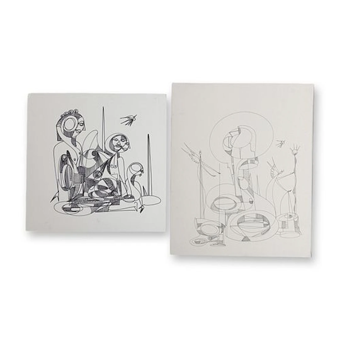 2pc Alfonso Rendon aka Masplata (Panamanian, 1957 - 2025), Pen and