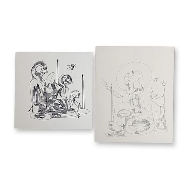2pc Alfonso Rendon aka Masplata (Panamanian, 1957 - 2025), Pen and