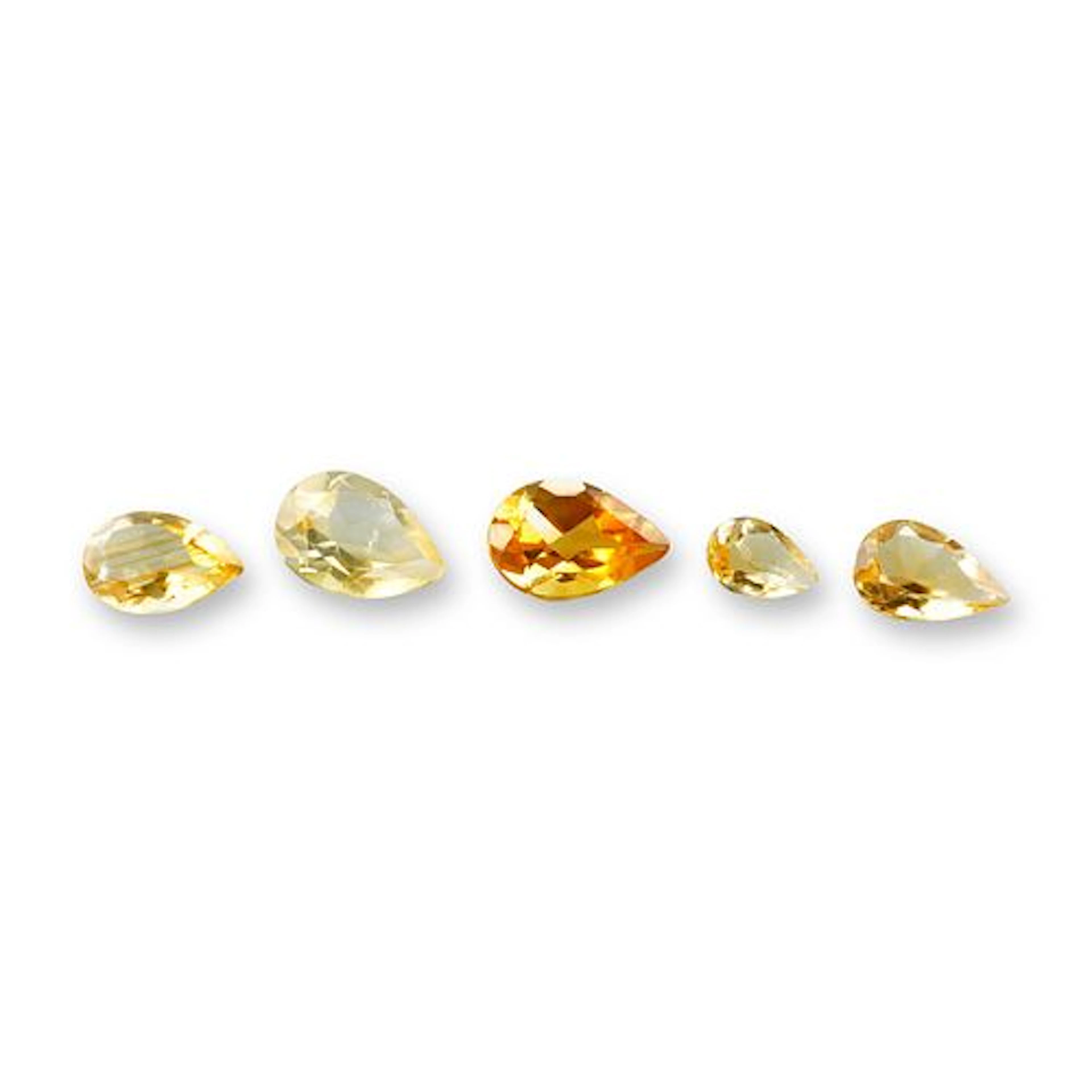 5pc Pear Cut Citrine Gemstones