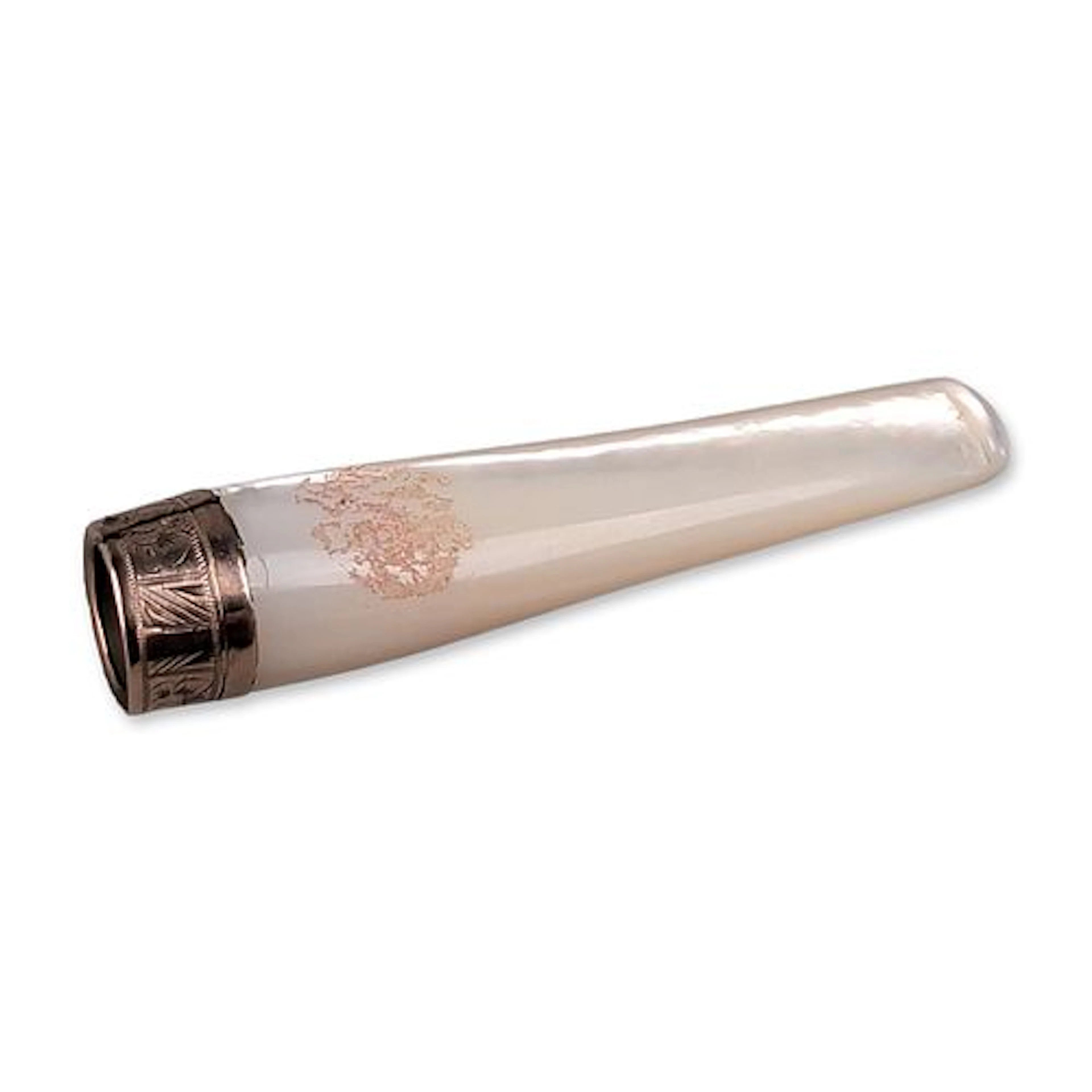 British 9K Rose Gold and Mother of Pearl Cigarette Holder With Case