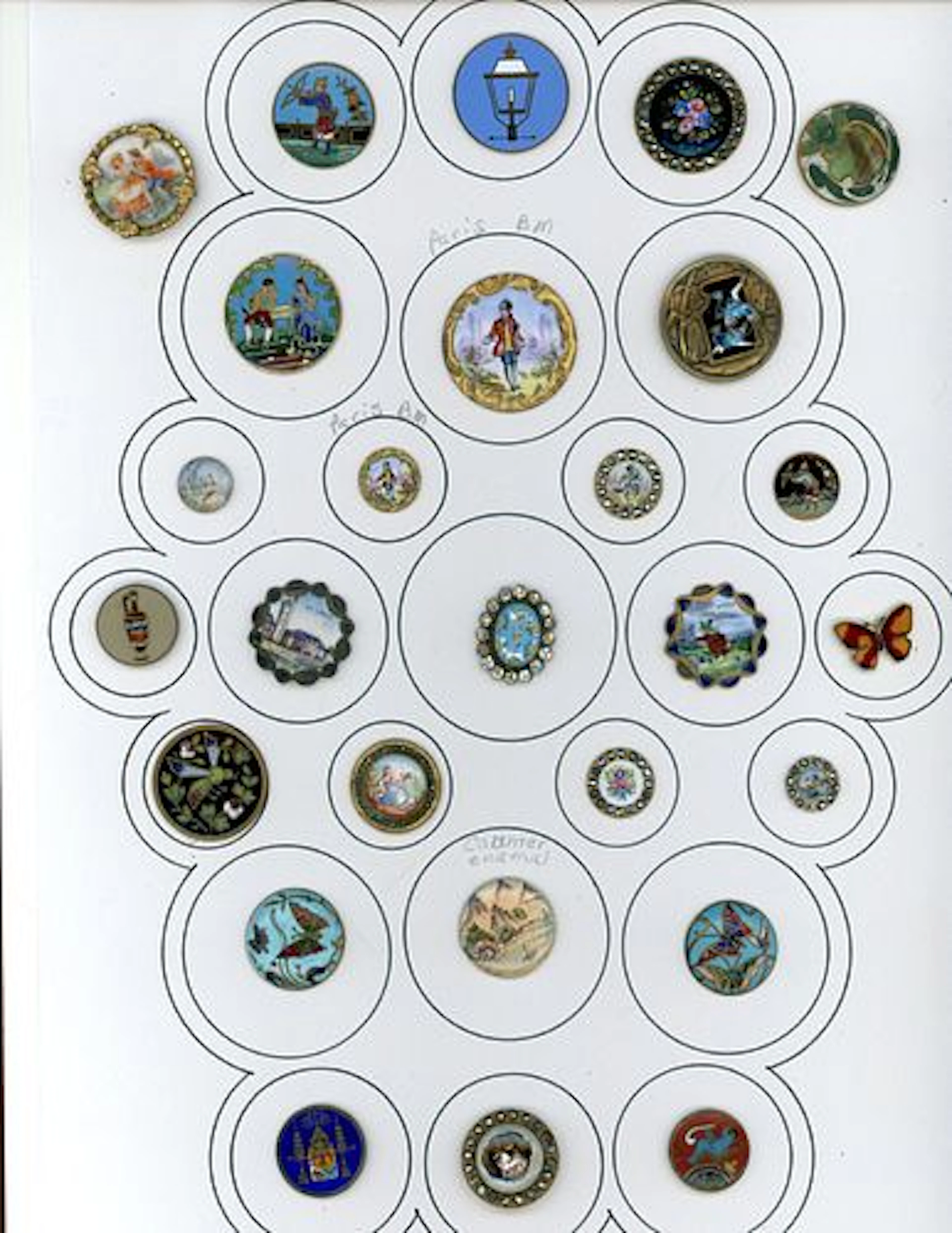 A CARD OF DIVISION 0NE ENAMEL BUTTONS