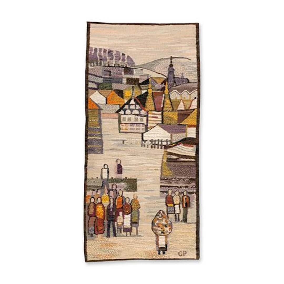 Piotr Grabowski (Poland, b.1968) Hand Woven Wool Tapestry, Village in Winter
