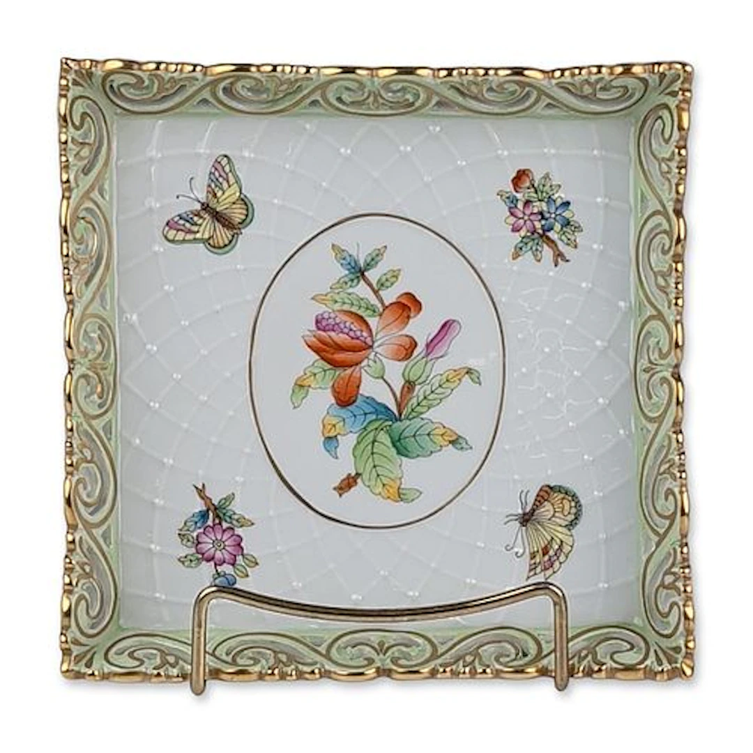 Herend Hungary Queen Victoria Reticulated Porcelain Tray