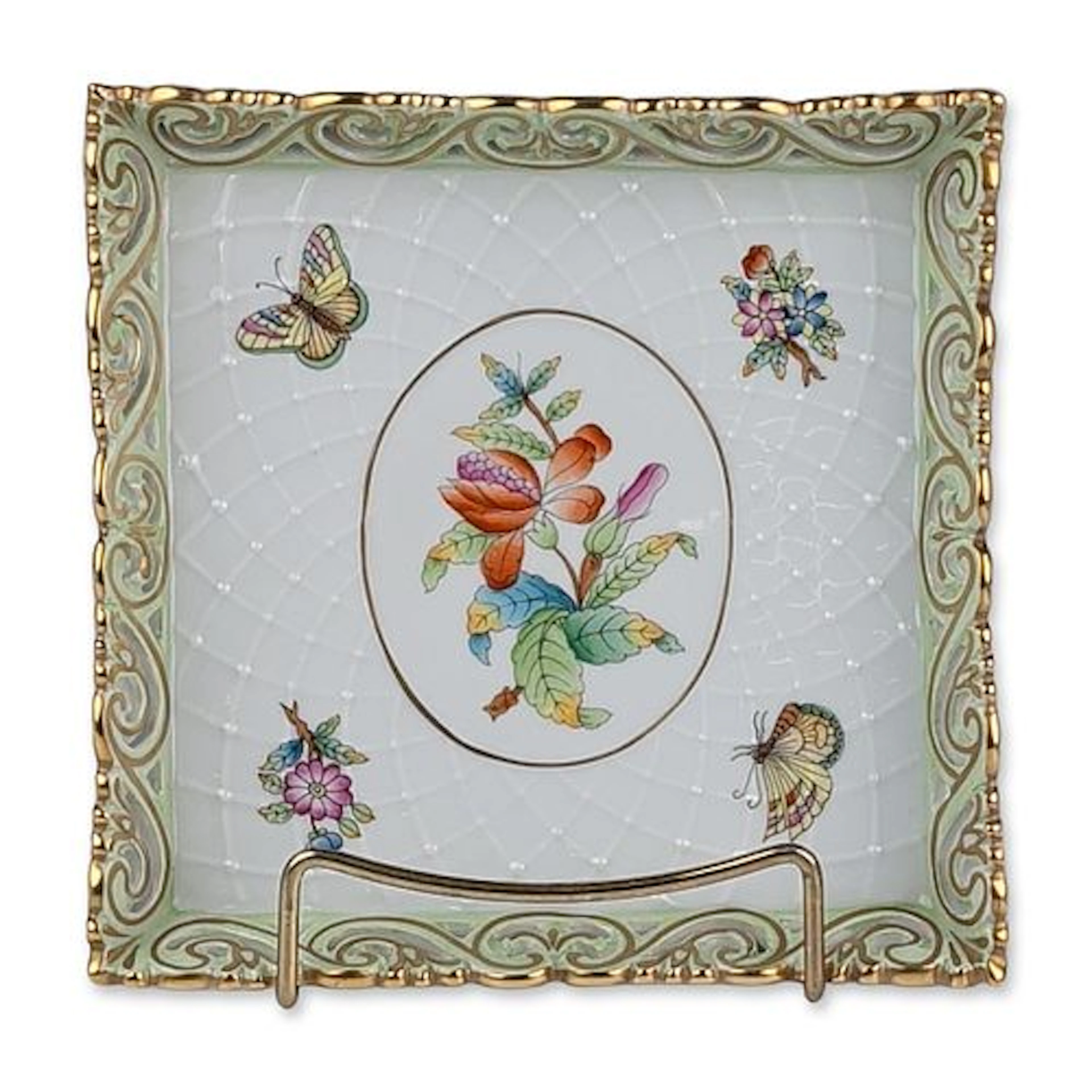 Herend Hungary Queen Victoria Reticulated Porcelain Tray