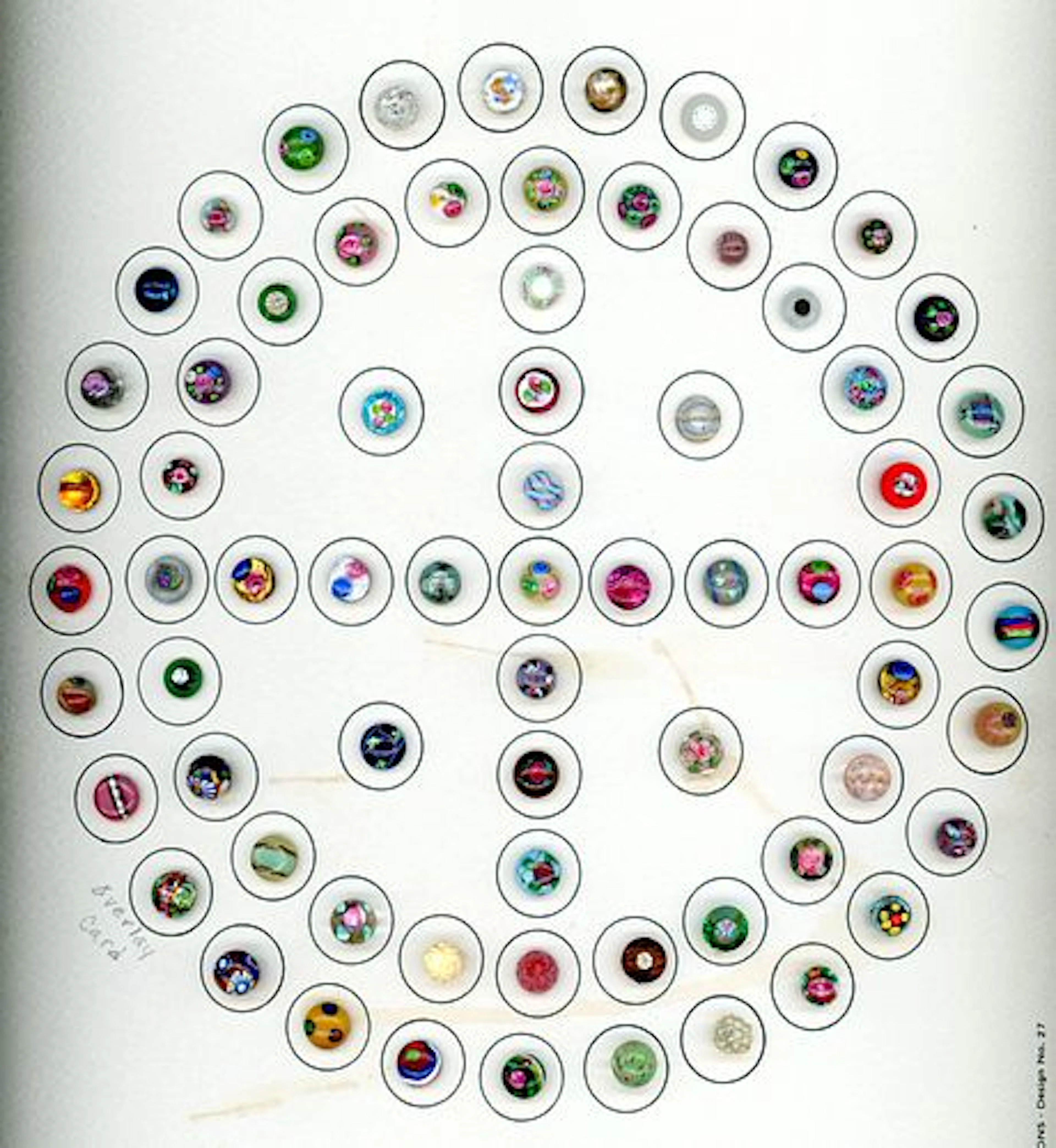 A CARD OF WHAT BRUCE CALLES "CANDY" GLASS BUTTONS