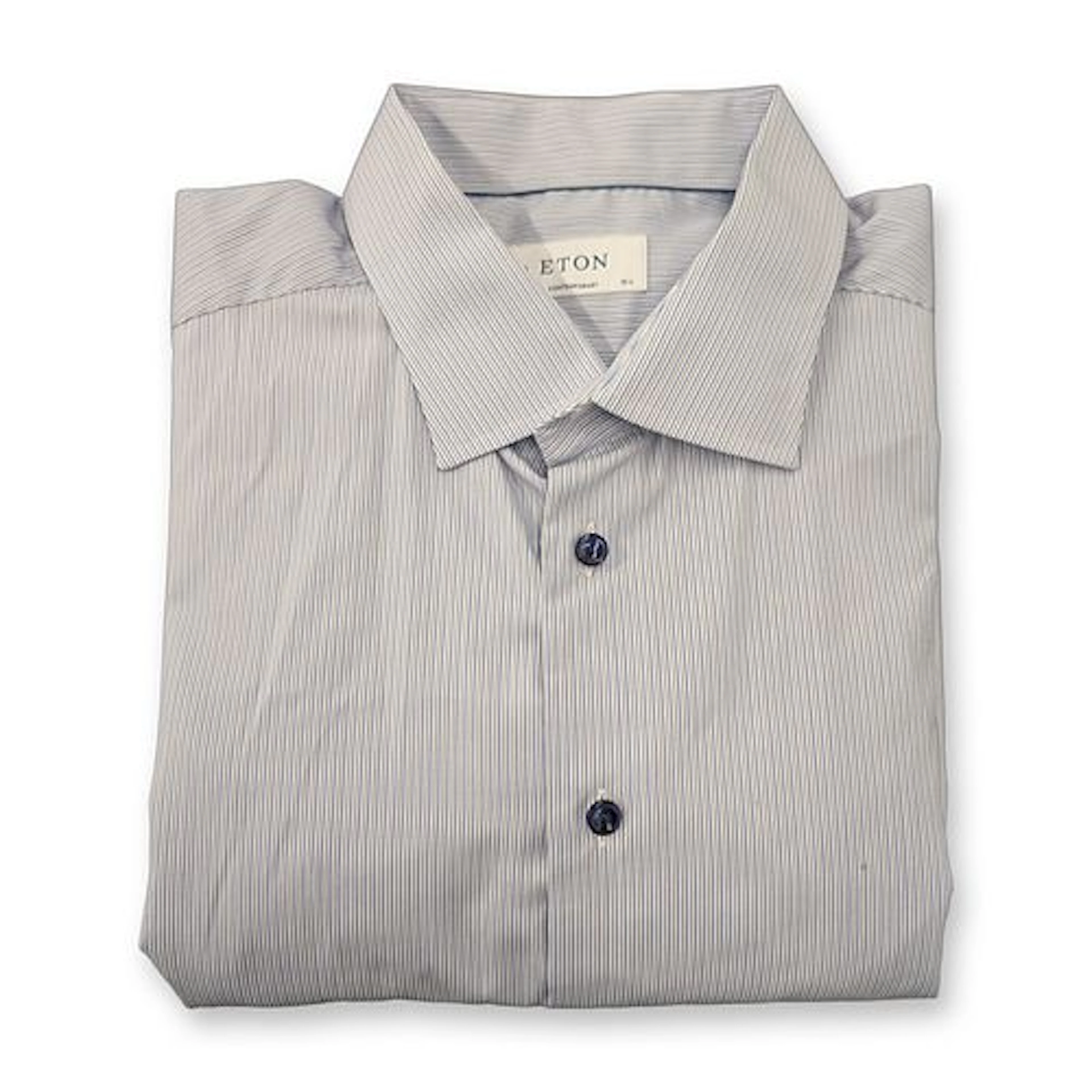 Eton Contemporary Fit Striped Twill Dress Shirt