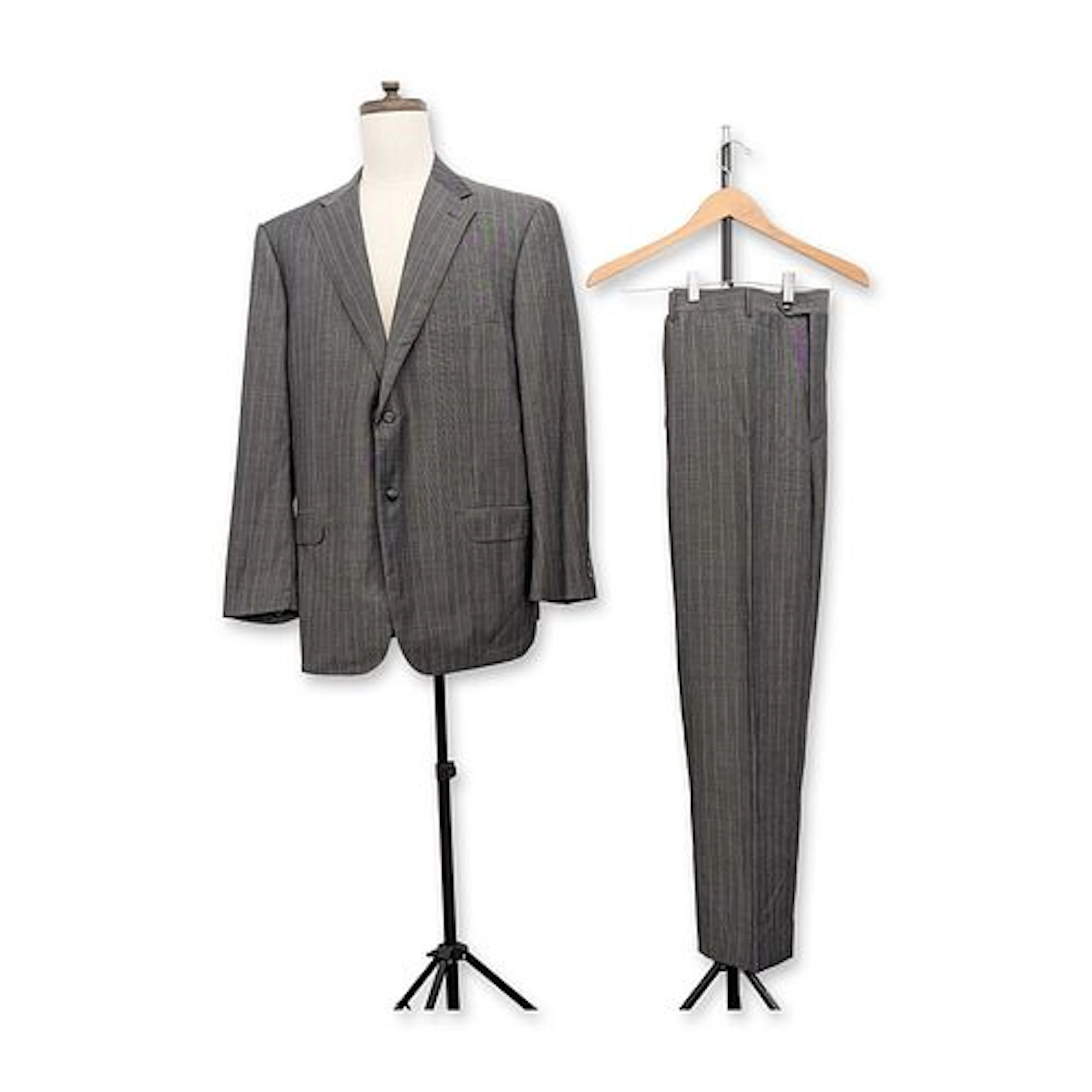 2pc Corneliani Pinstripe Super 120s Merino Wool Suit