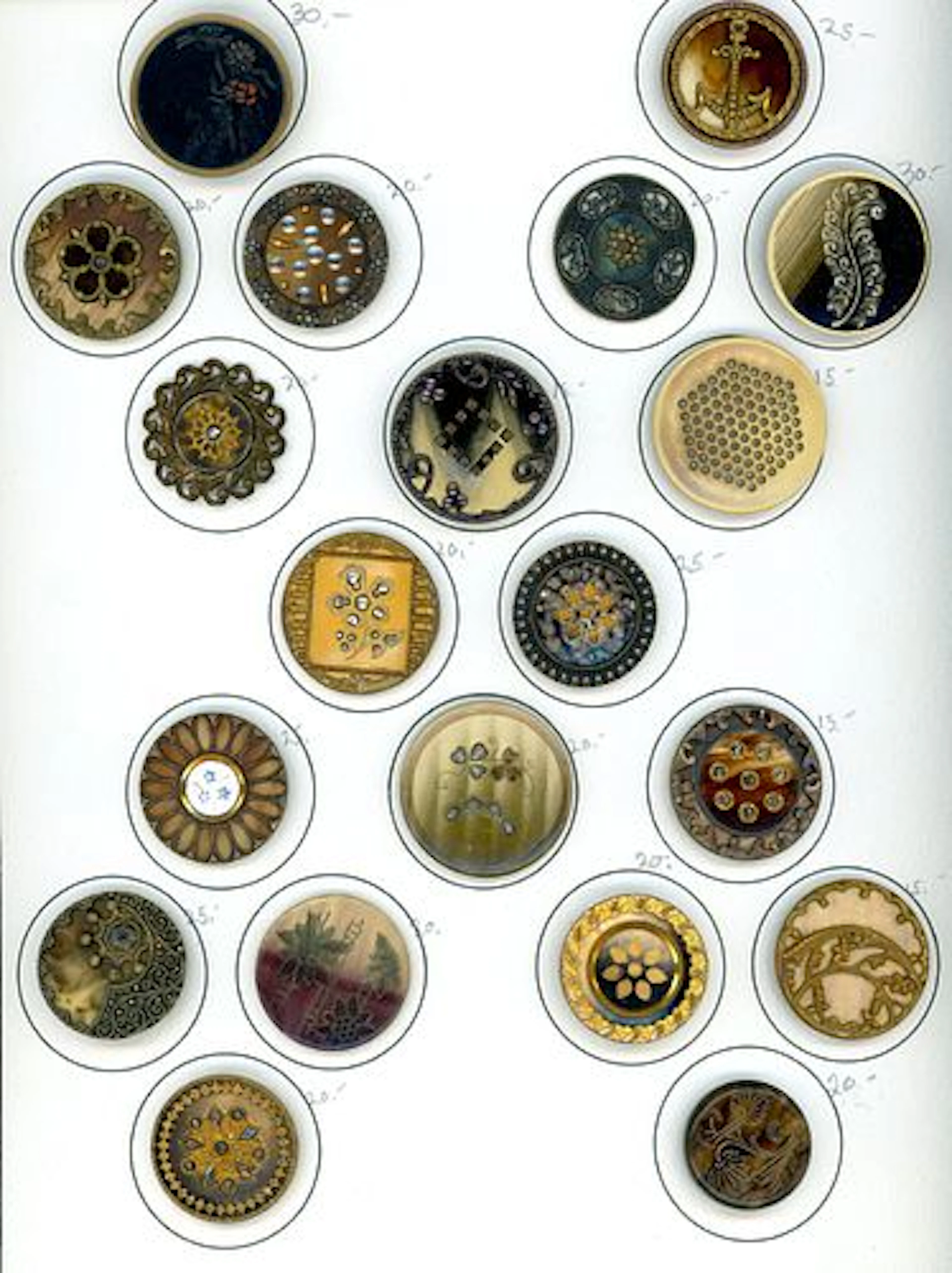 A CARD OF DIVISION ONE CELLULOID BUTTONS
