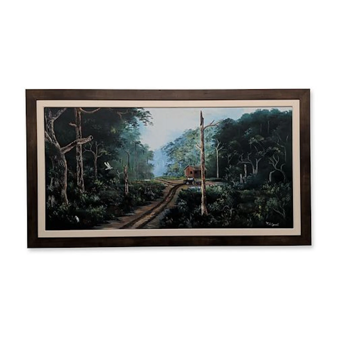 Mary Ann Carroll (1940-2019) Florida Highwaymen Panoramic Oil on Canvas, Signed