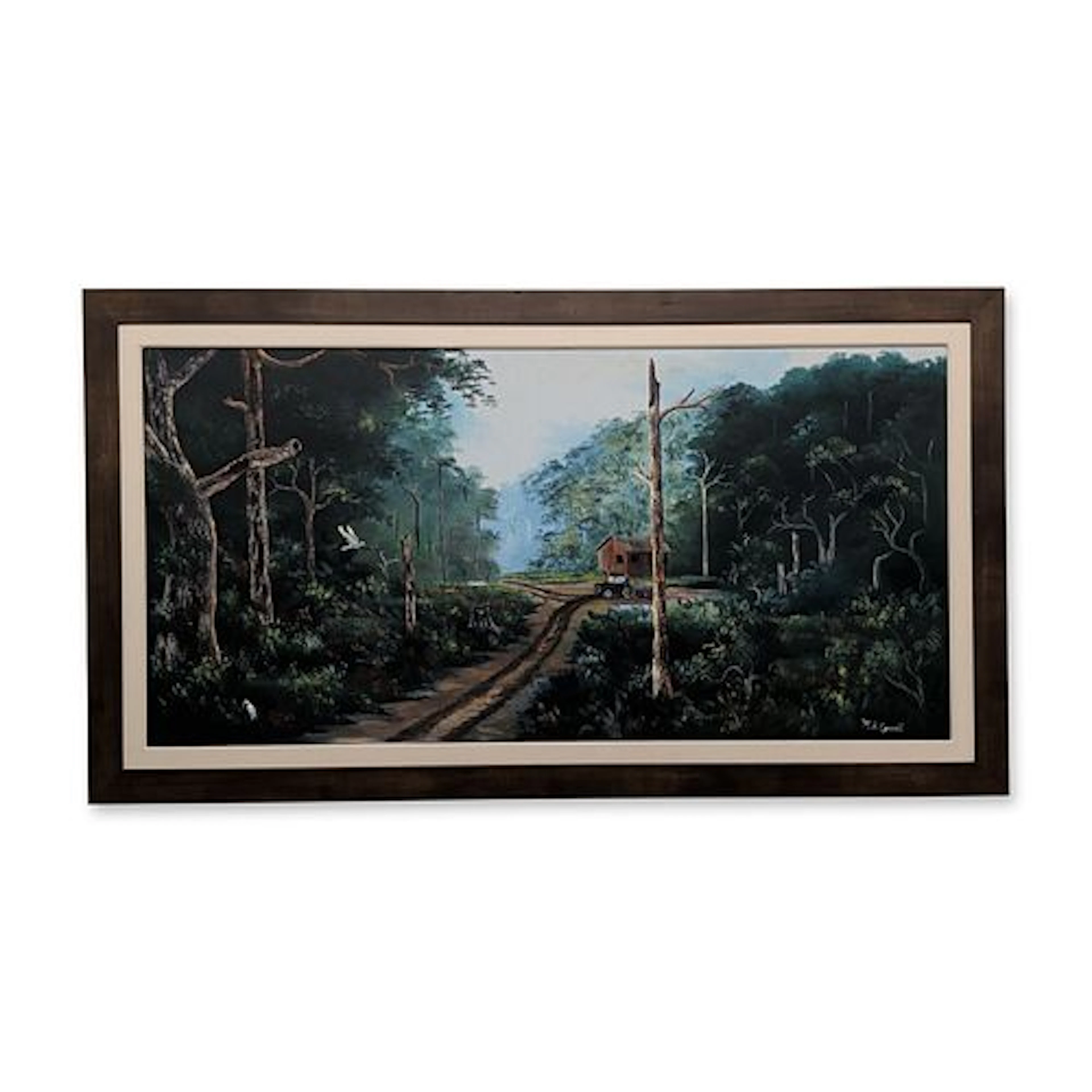 Mary Ann Carroll (1940-2019) Florida Highwaymen Panoramic Oil on Canvas, Signed