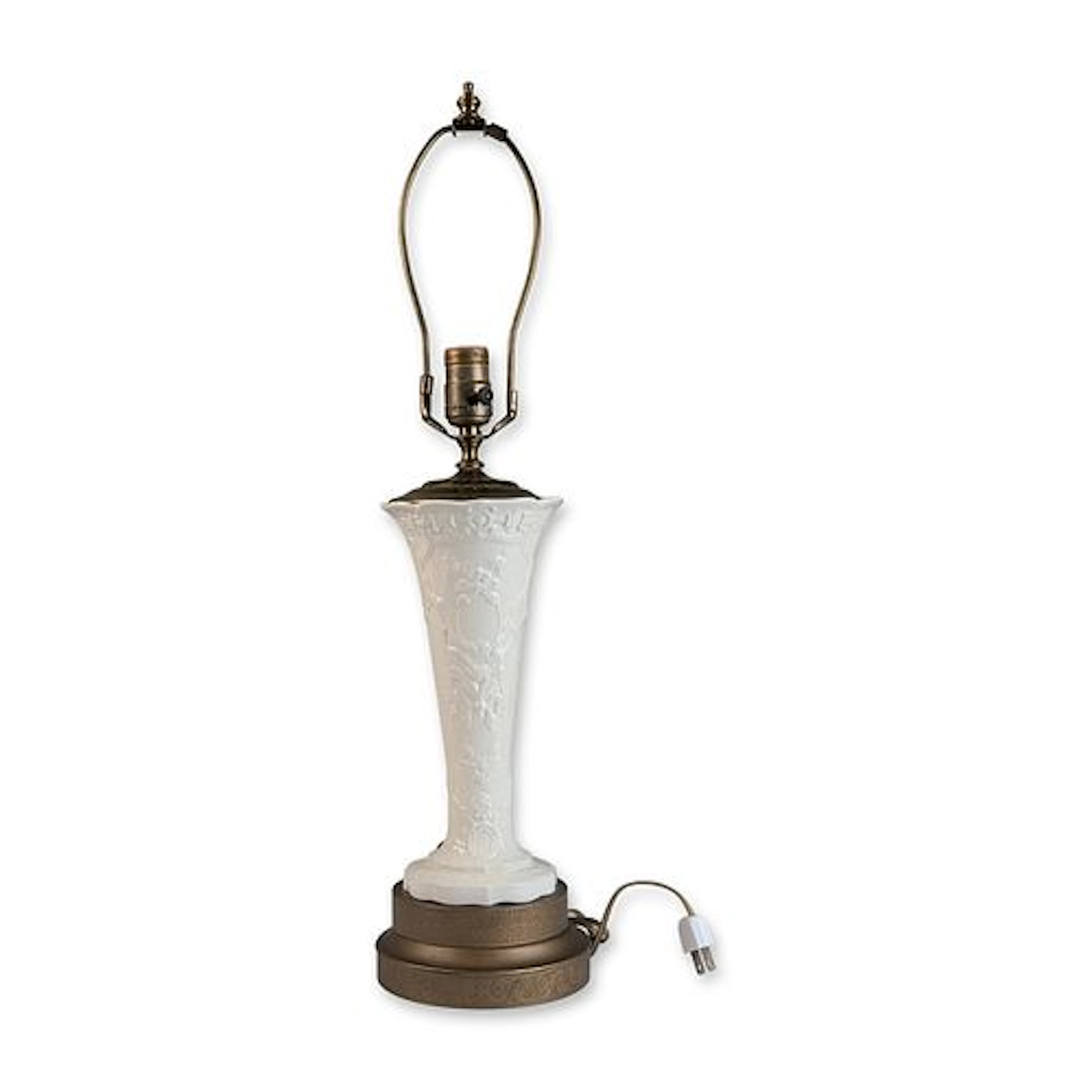 Relief Molded White Porcelain Table Lamp