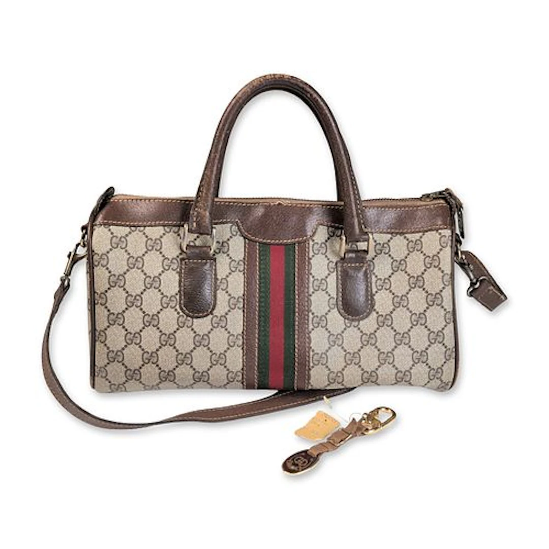 Gucci GG Supreme Monogram Canvas Boston Bag with Keychain, COA