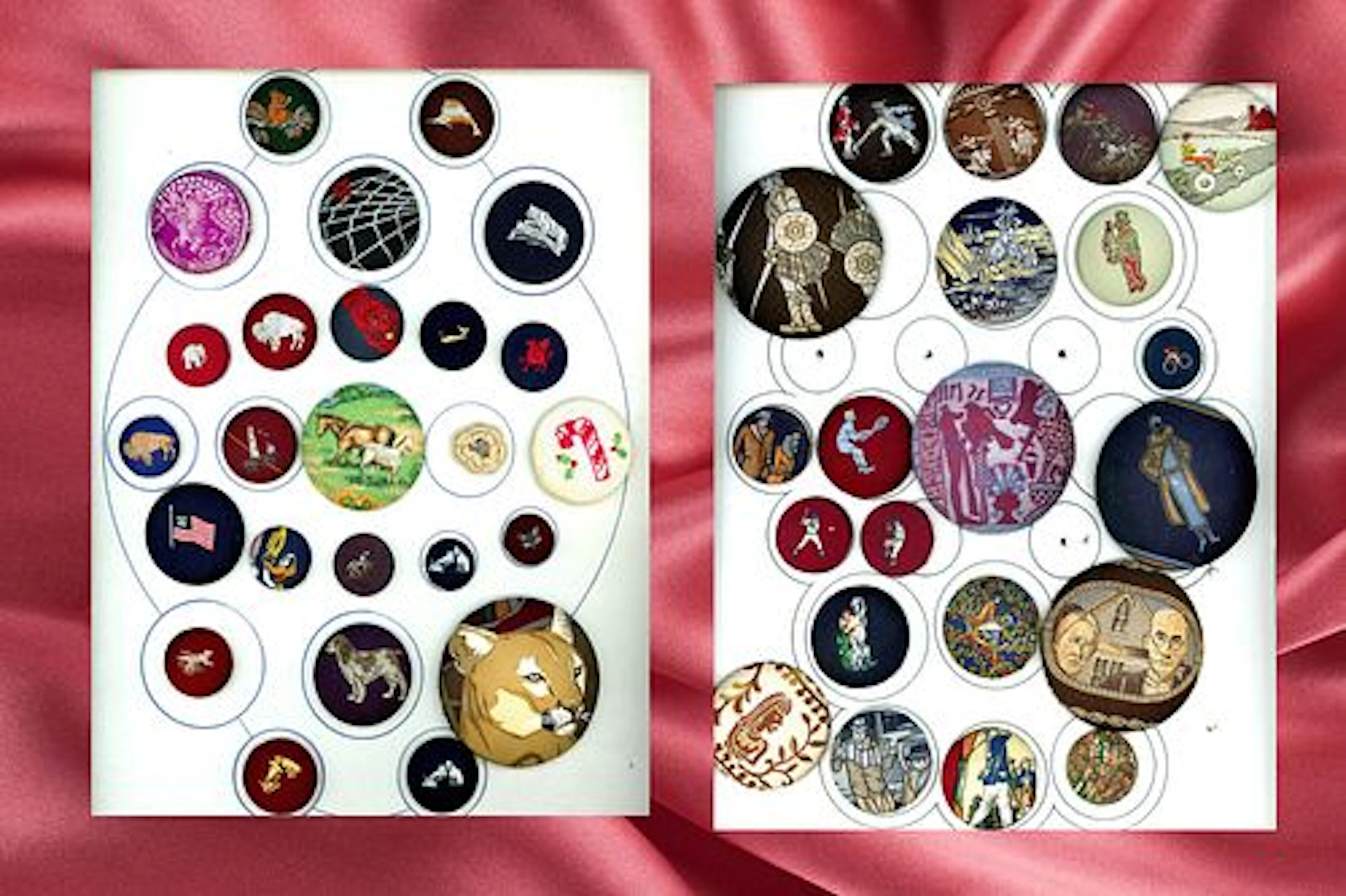 2 CARDS OF DIVISION THREE FABRIC BUTTONS