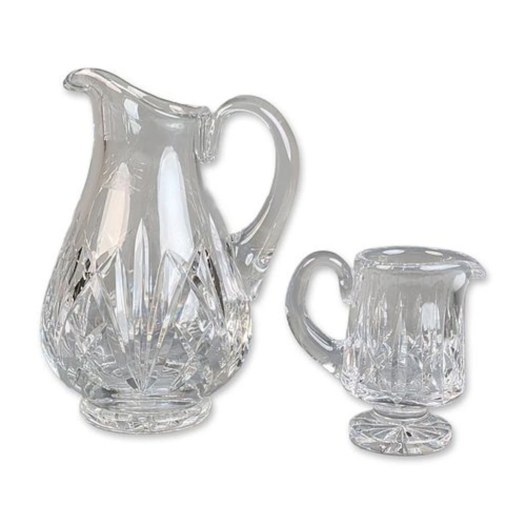 2pc Marquis by Waterford Crystal Pitcher and Creamer Jug, Brookside