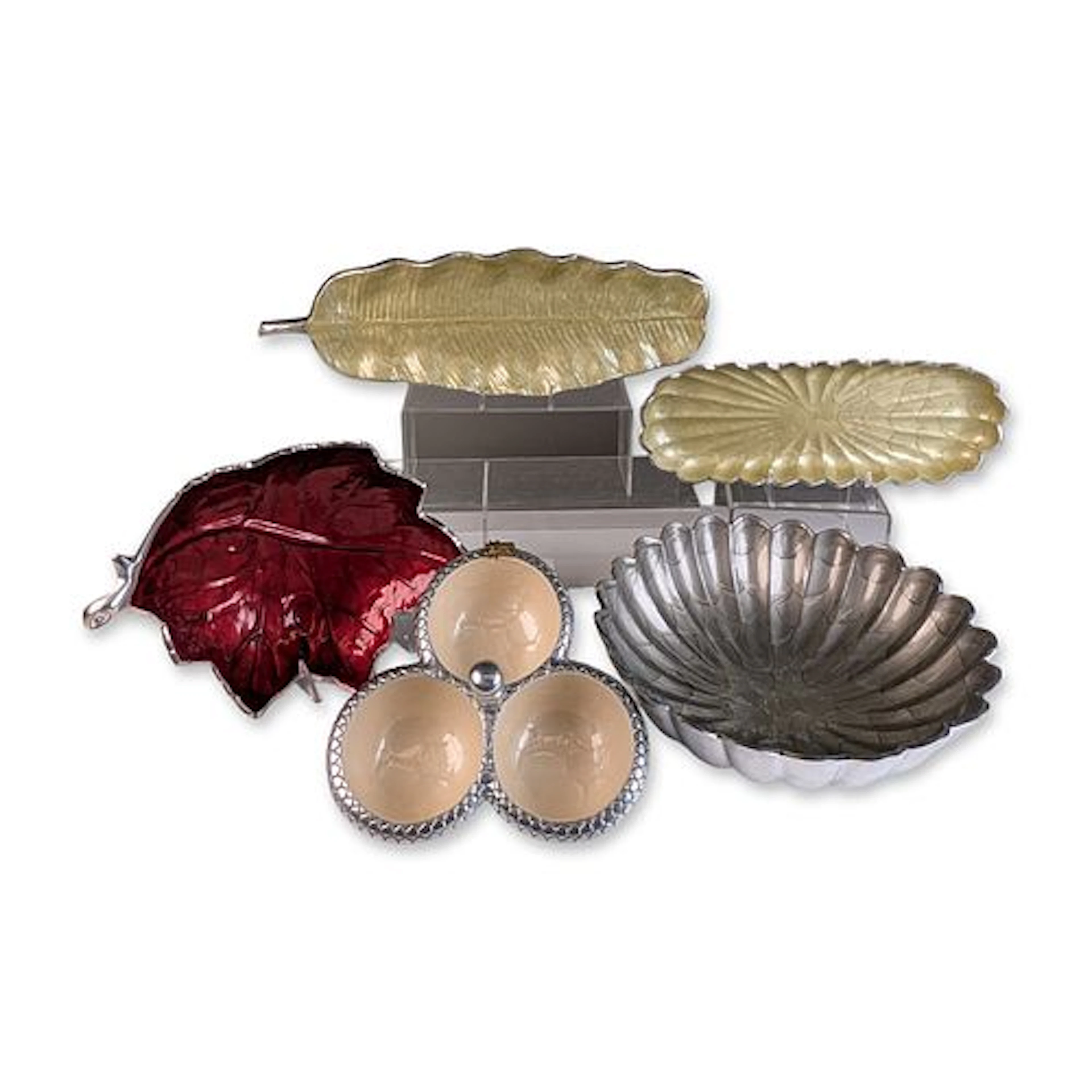 5pc Julia Knight Enameled Aluminum Collection, Bowls, Trays & Condiment Server
