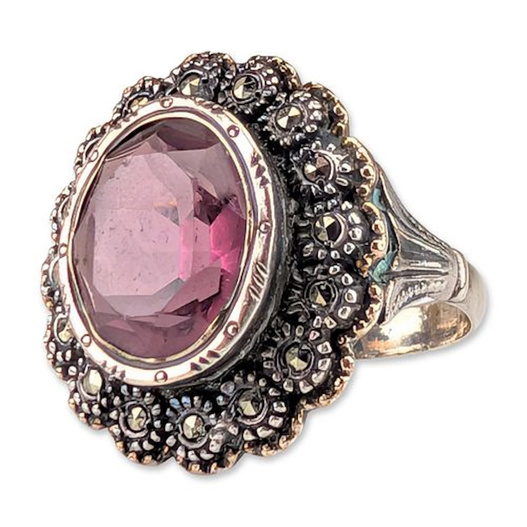 Vintage Silver and Marcasite Cluster Cocktail Ring