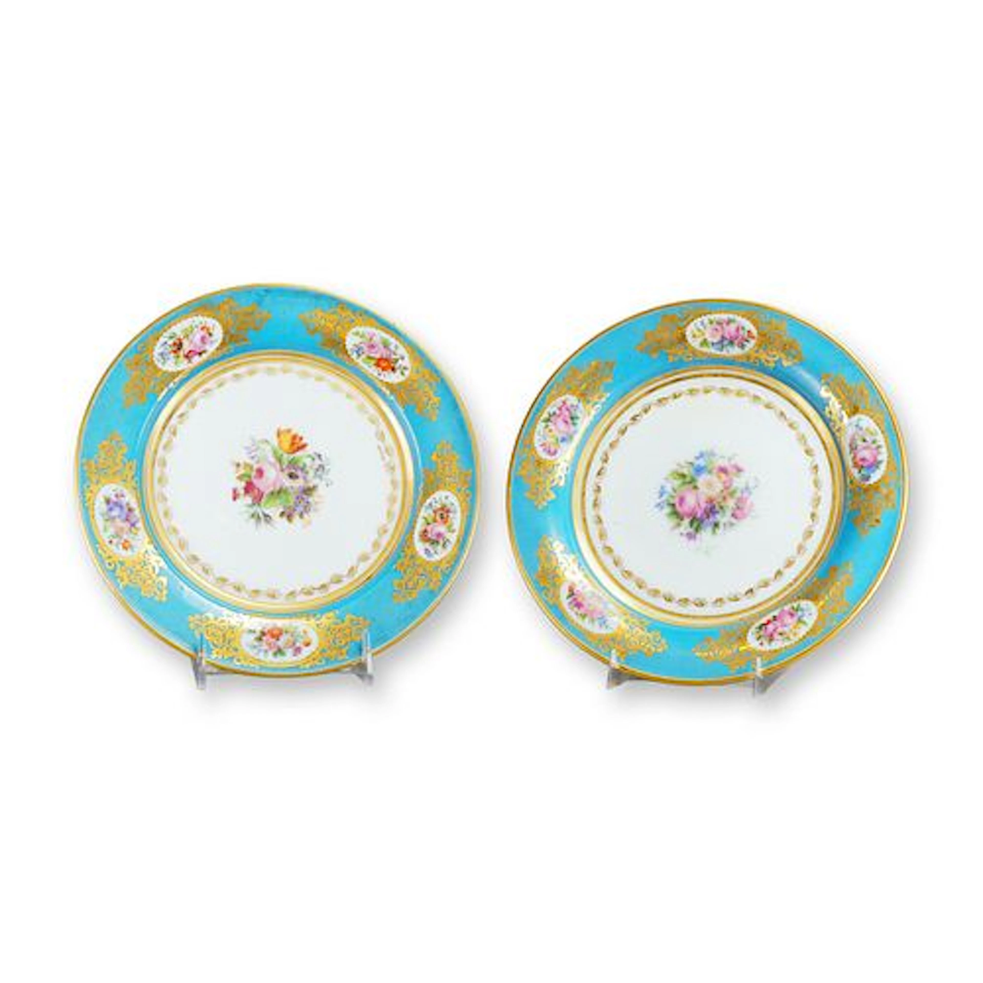 Pair of Napoleon III Sevres-Style Opaline Glass Plates by Jean-Fran§ois