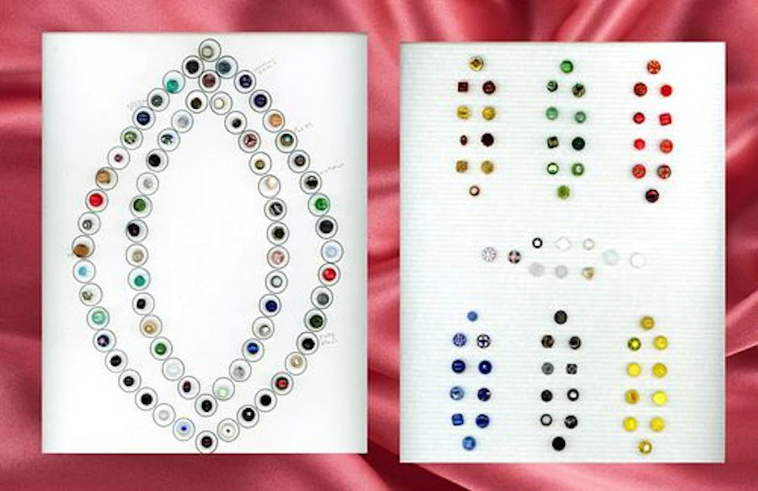 2 CARDS OF DIV. 1 ASSORTED GLASS & IN METAL BUTTONS