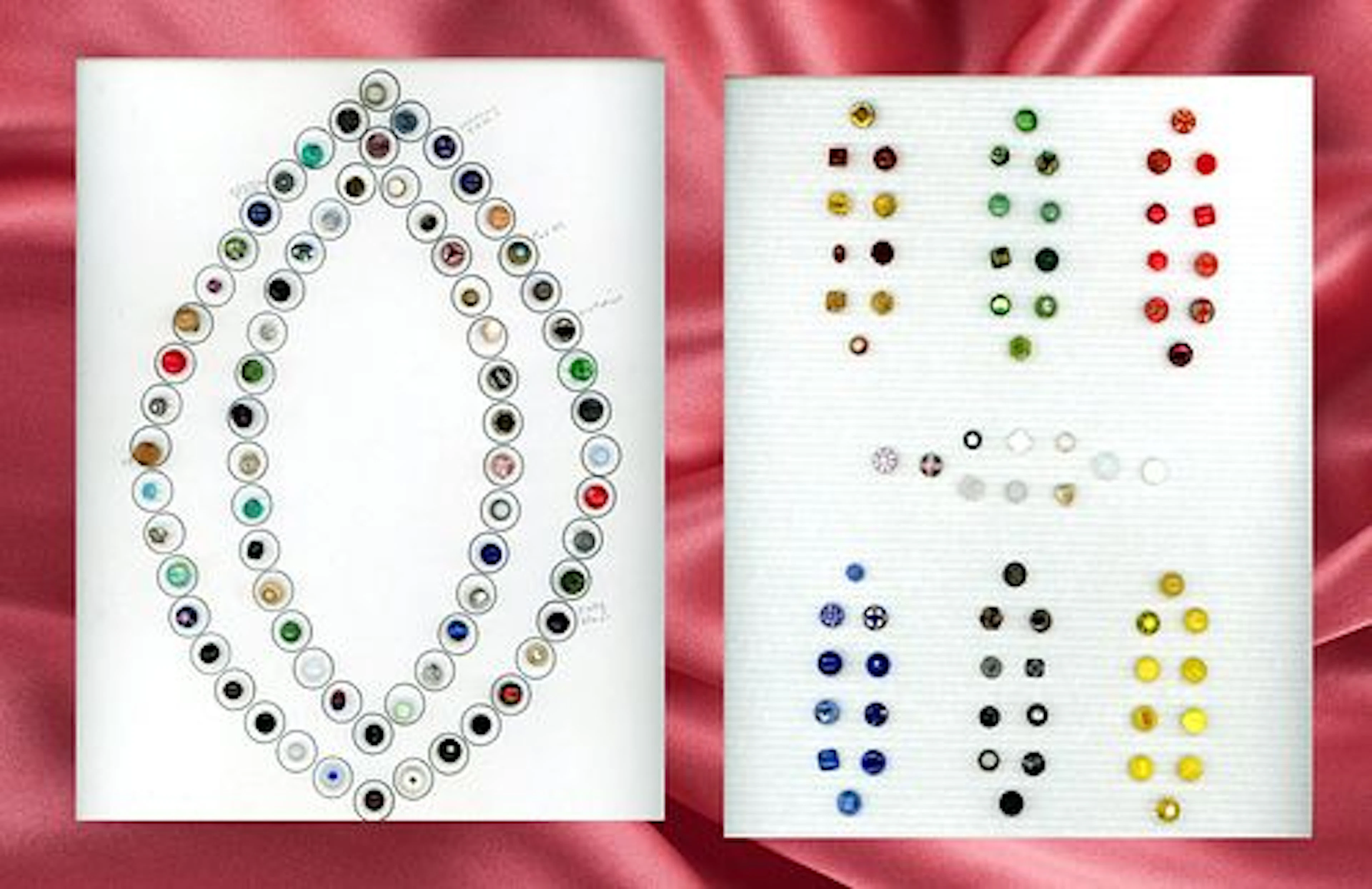 2 CARDS OF DIV. 1 ASSORTED GLASS & IN METAL BUTTONS