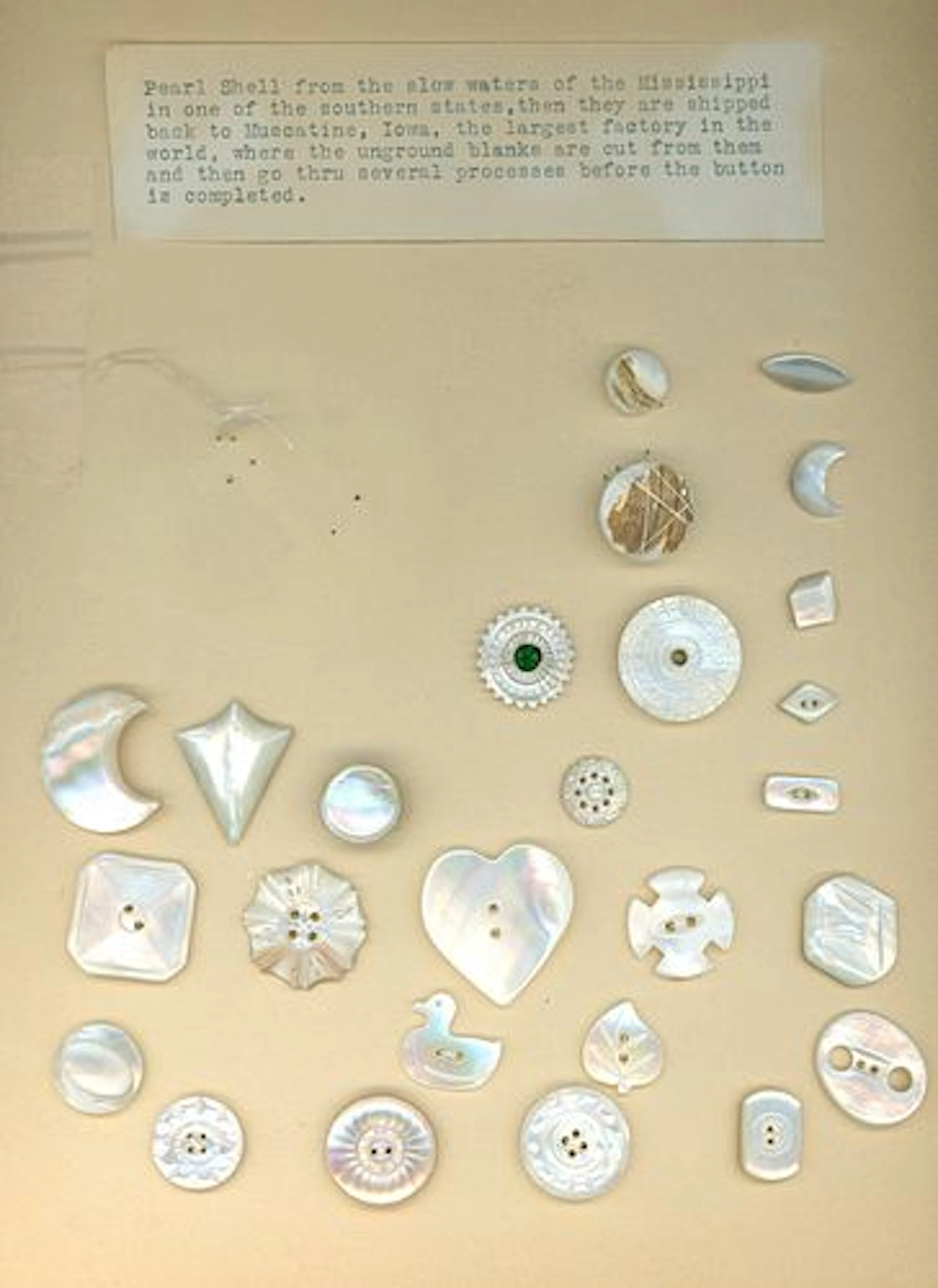 A CARD OF DIVISION ONE PEARL BUTTONS INCL. JEWELED
