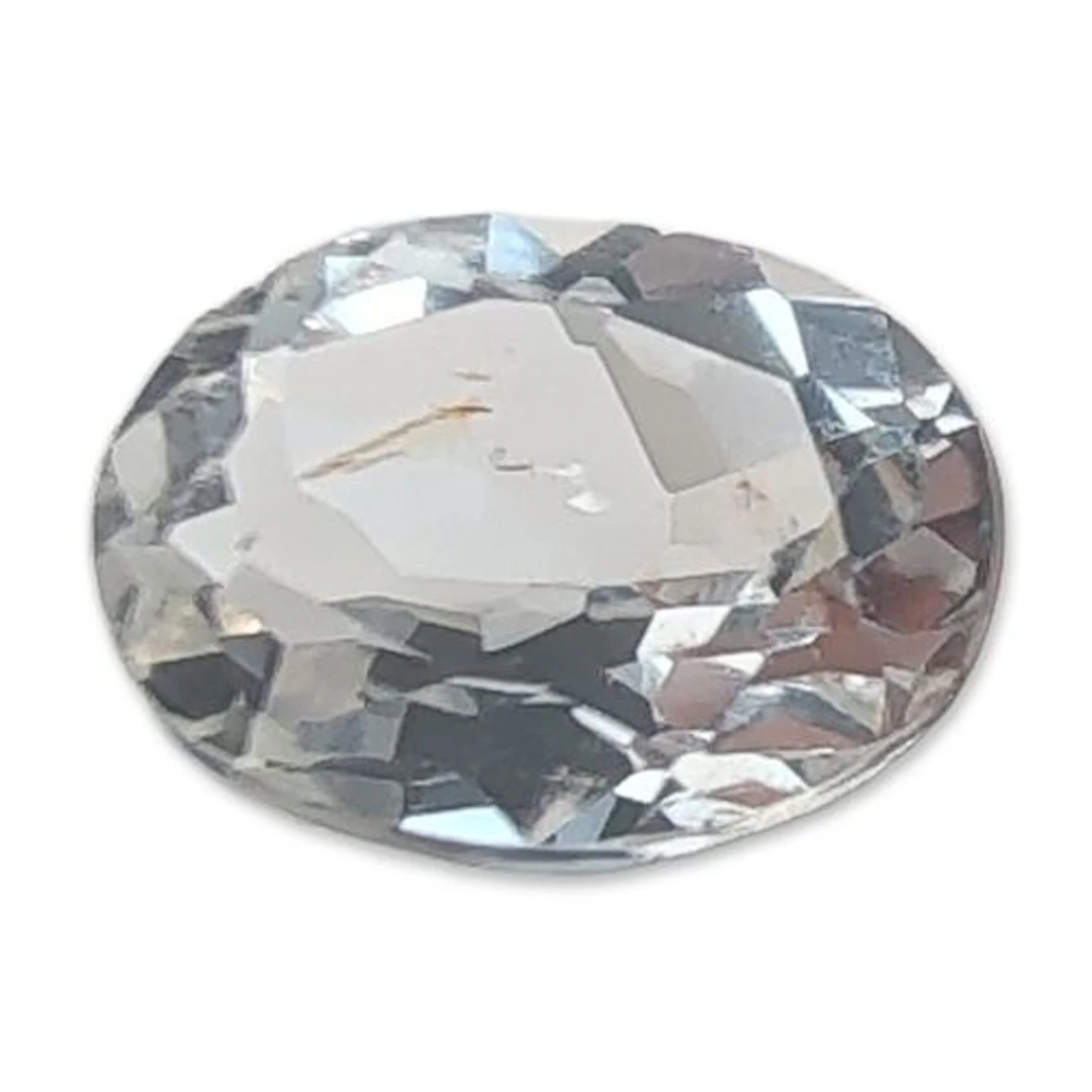 Oval Faceted White Topaz Gemstone