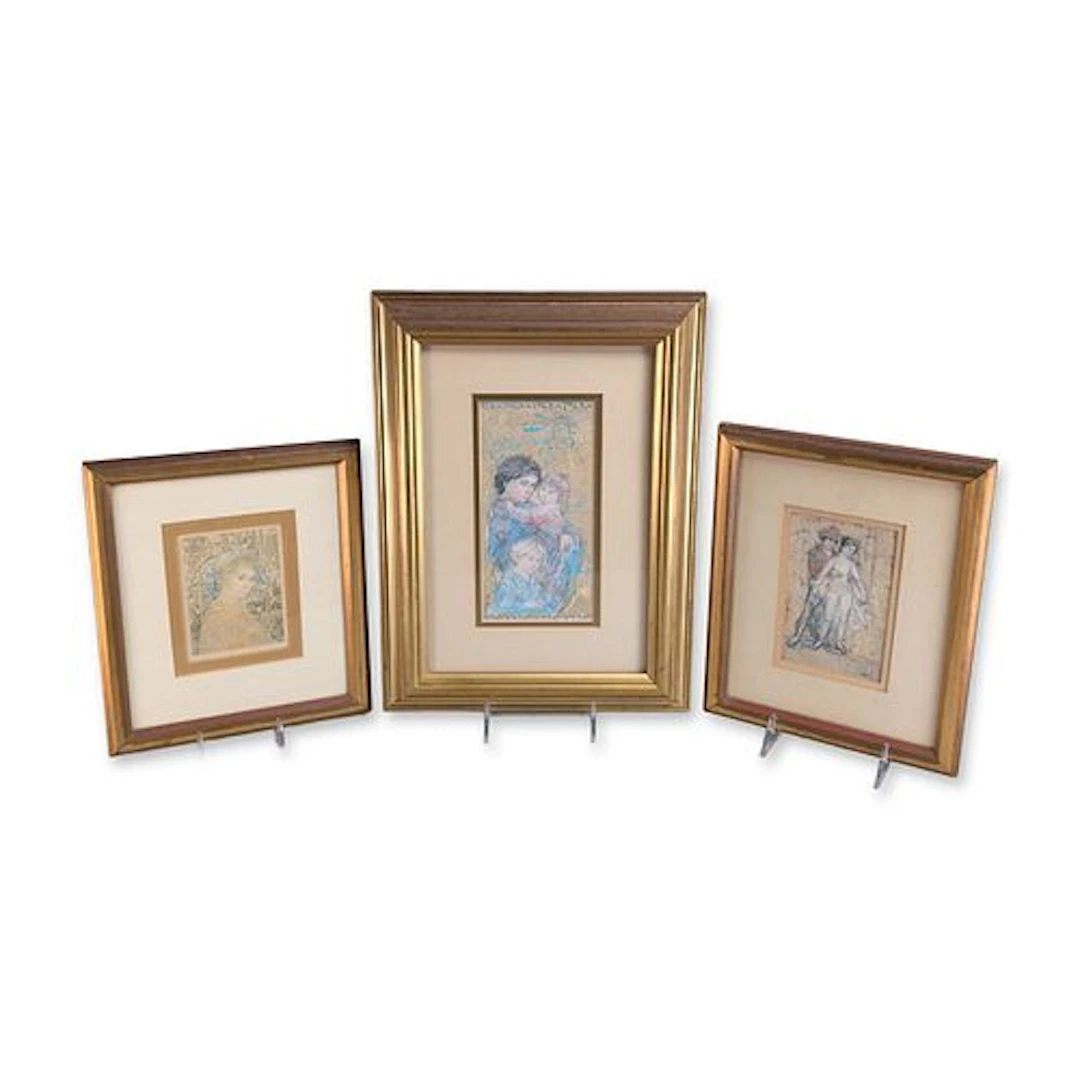 3pc Edna Hibel (American, 1917-2011) Prints on Paper