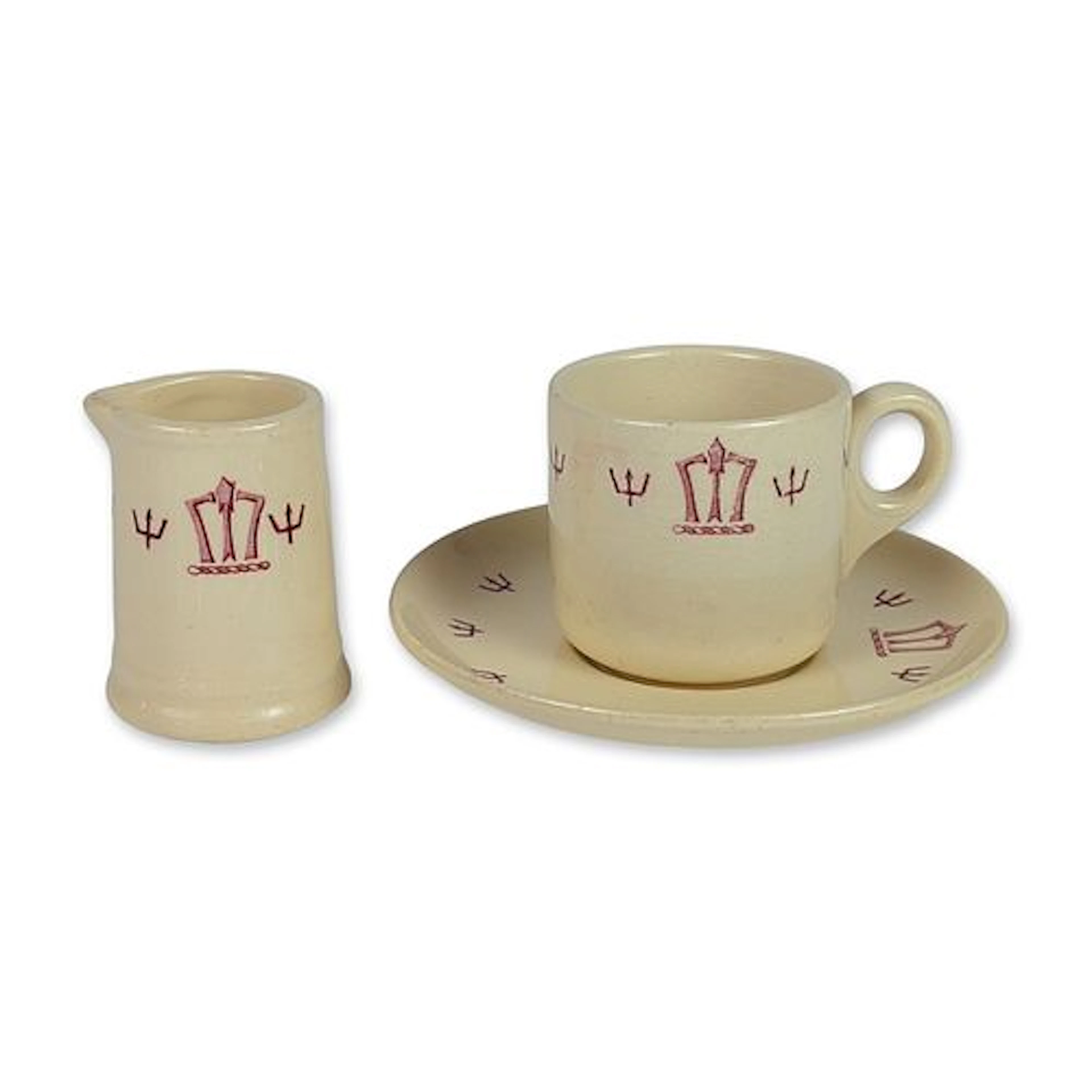 3pc Royal Staffordshire First Class Red The Greek Line Demitasse Cup