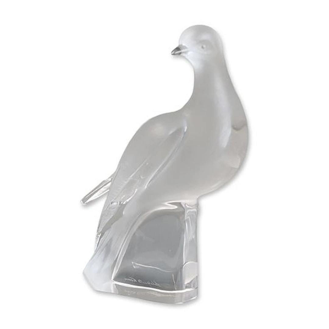 Lalique France Frosted Crystal Colombe Clita Dove Figurine