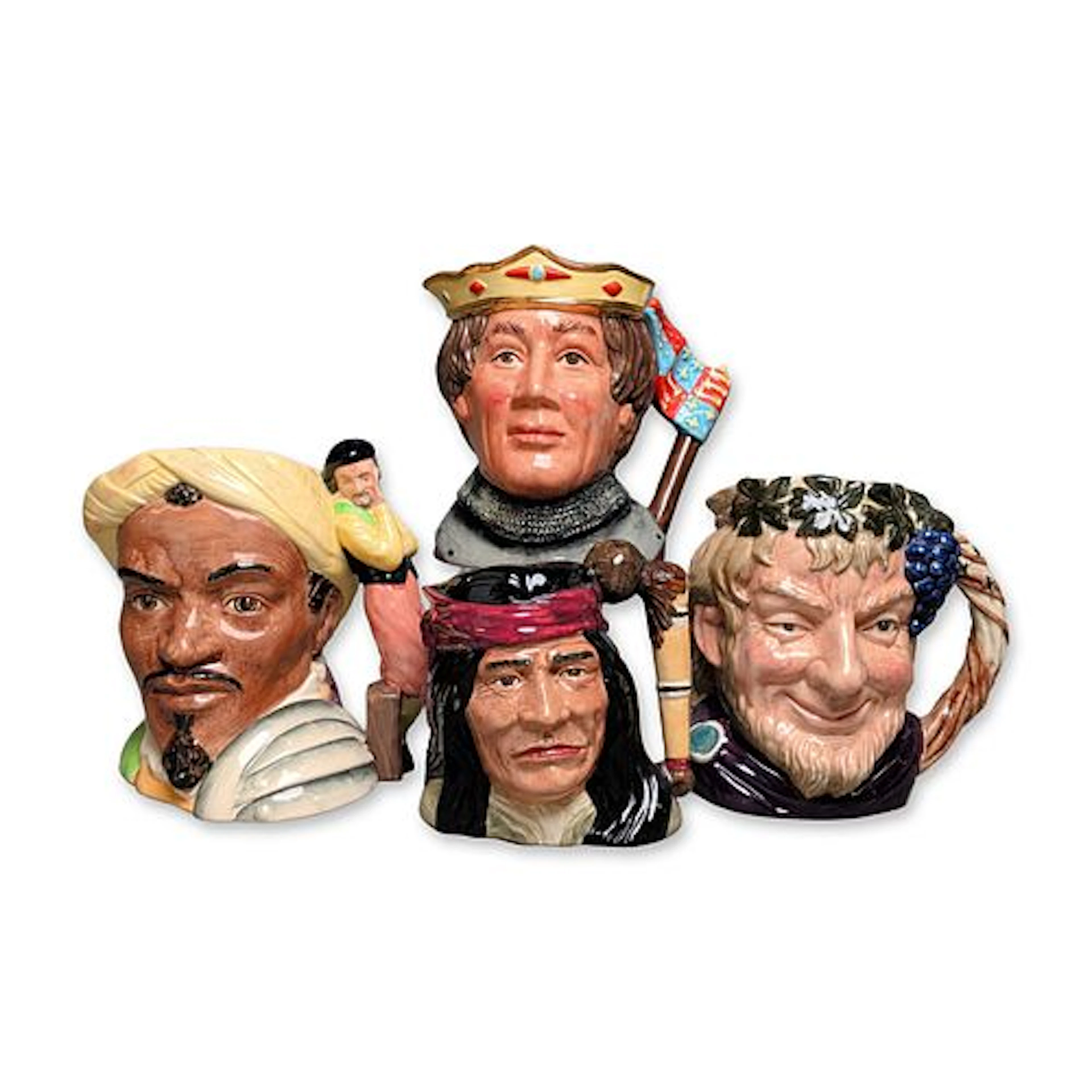 4pc Royal Doulton Shakespearean and Wild West Ceramic Figurines
