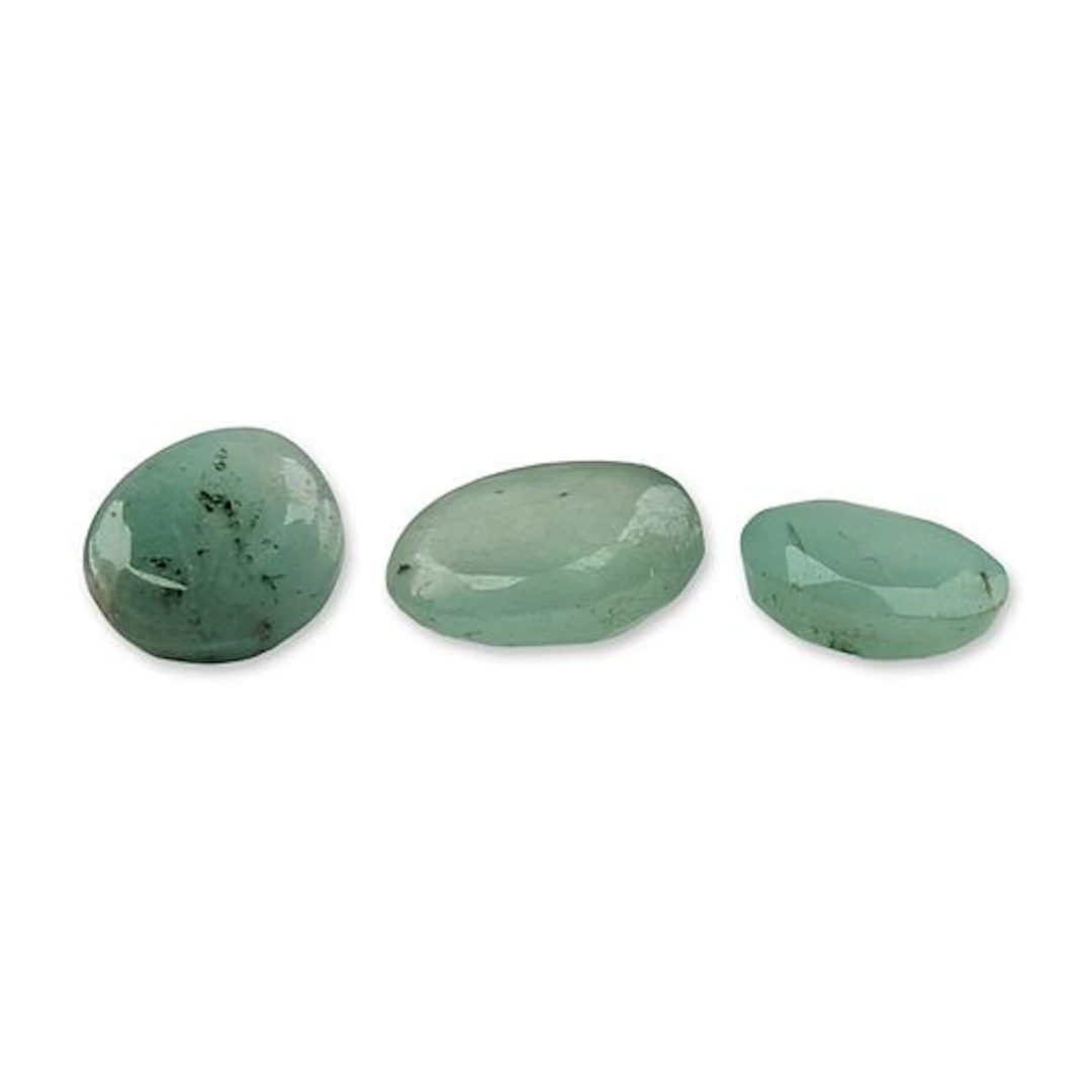 Trio of Faceted Pale Green Beryl Gemstones