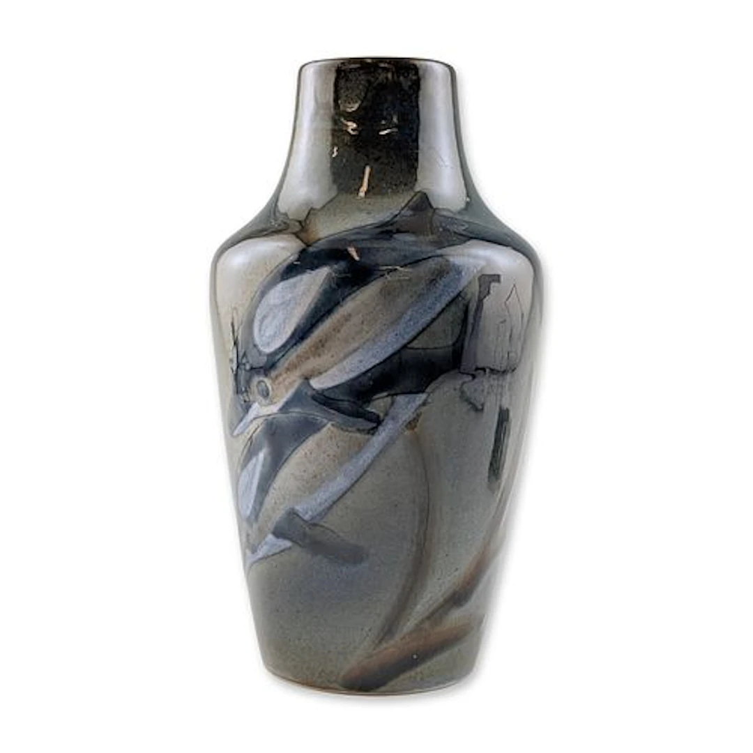 Cobridge Stoneware Dolphin Motif Vase