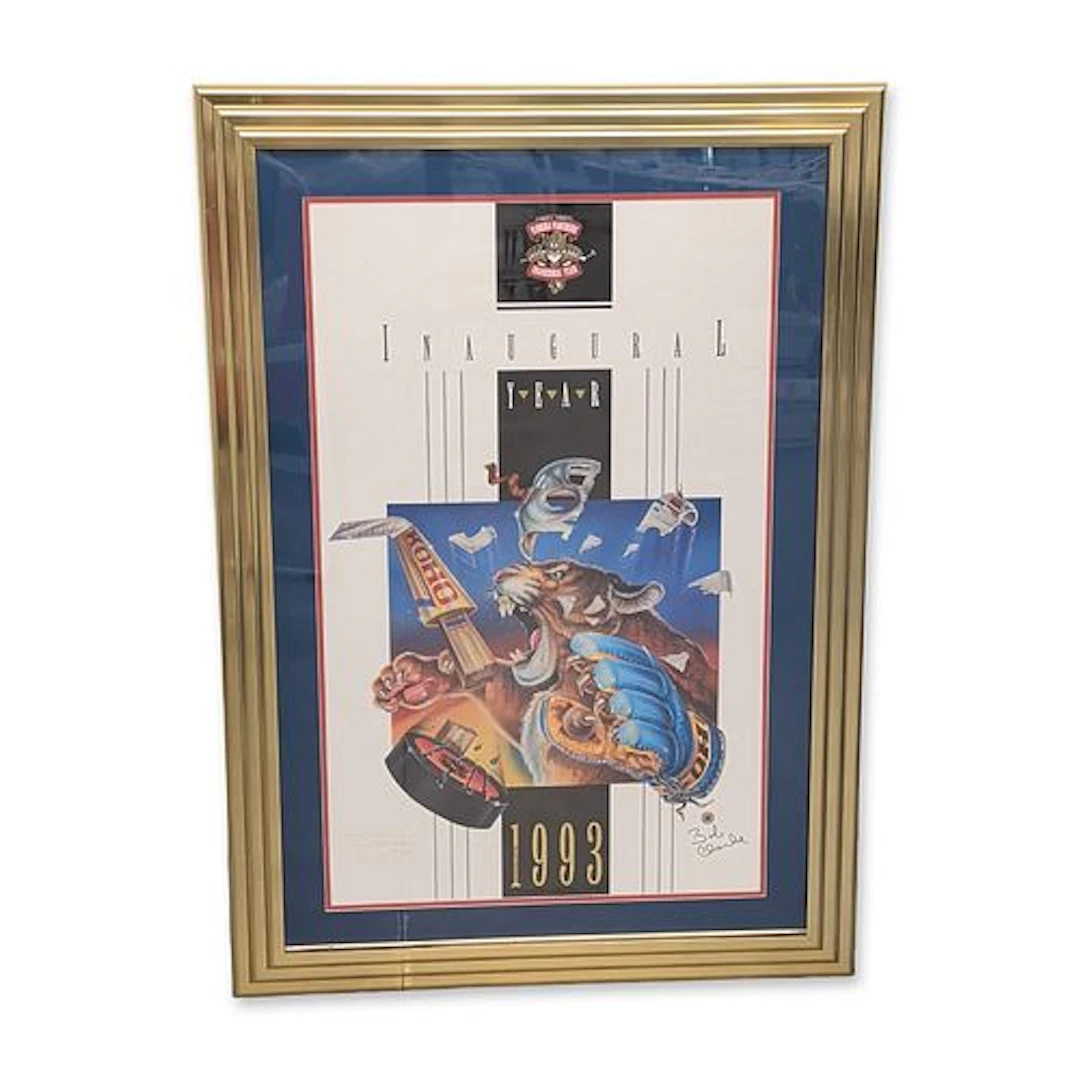 Denis Pereira Signed Florida Panthers Inaugural Year Poster