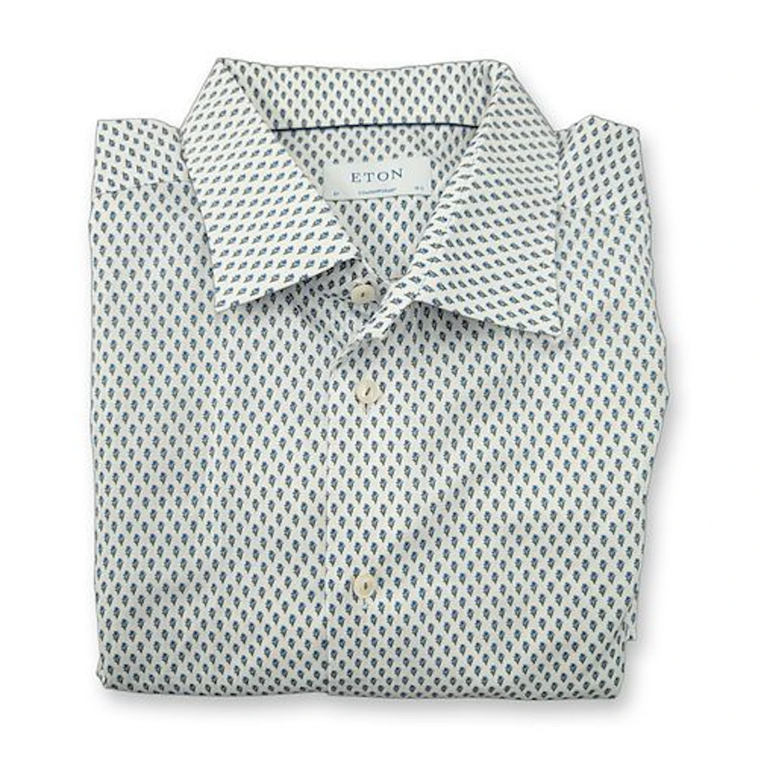 Eton Contemporary Fit Floral Motif Signature Twill Dress Shirt