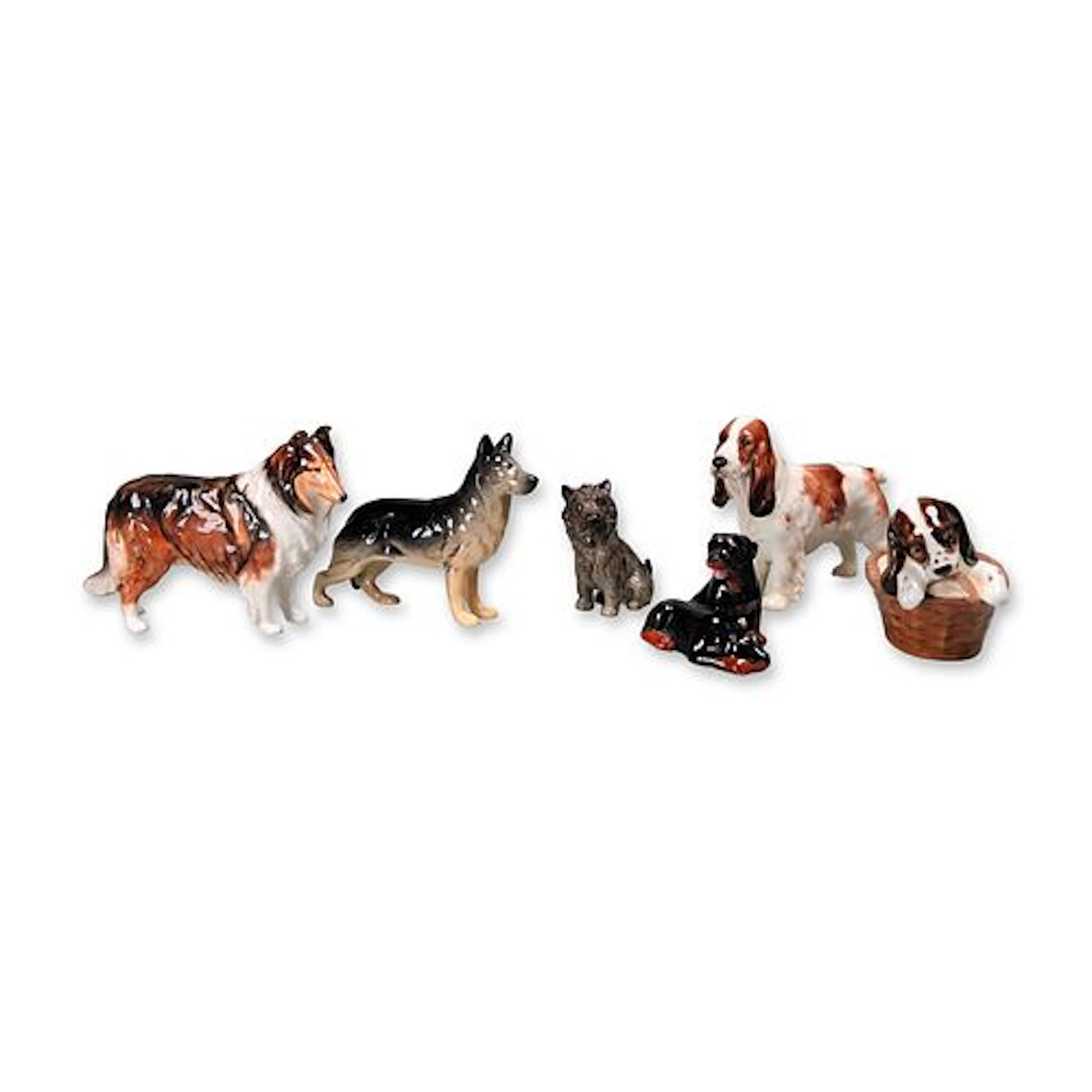 6pc Beswick and Royal Doulton Porcelain Dog Figurines